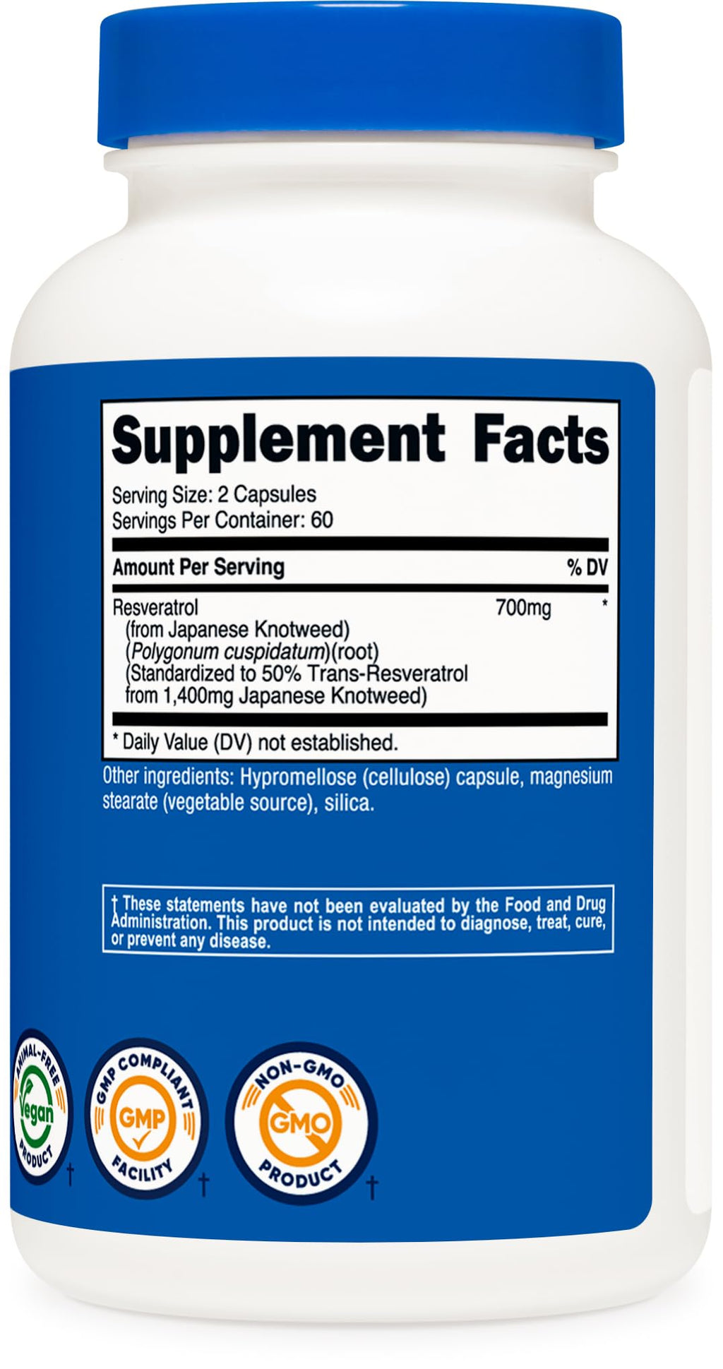Nutricost Resveratrol 700mg - 120 Capsules | Vegan, Gluten Free, Non-GMO