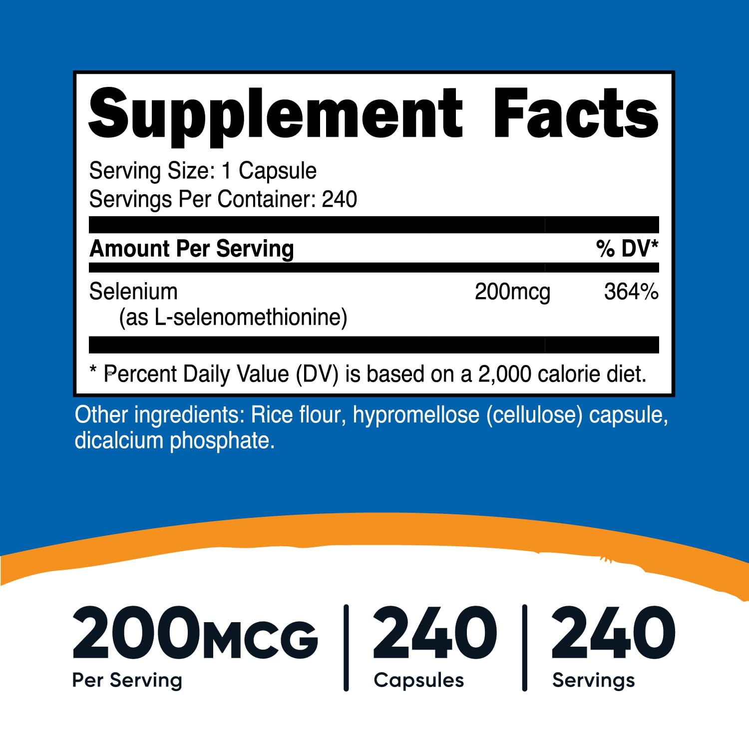 Nutricost Selenium 200mcg – 240 Vegetarian Capsules, Non-GMO, Gluten Free