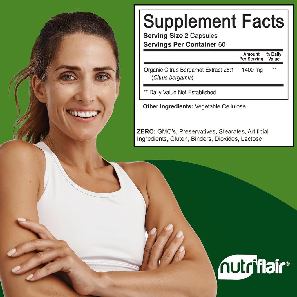 NutriFlair Citrus Bergamot 1400mg - 120 Vegan Capsules | Non-GMO