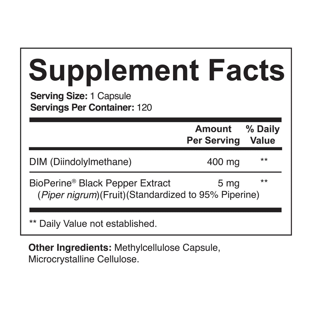 NutriFlair DIM 400mg with Bioperine – 120 Capsules | Hormone Balance & Estrogen Metabolism Support