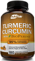 NutriFlair Turmeric Curcumin + BioPerine 1300mg - 180 Capsules