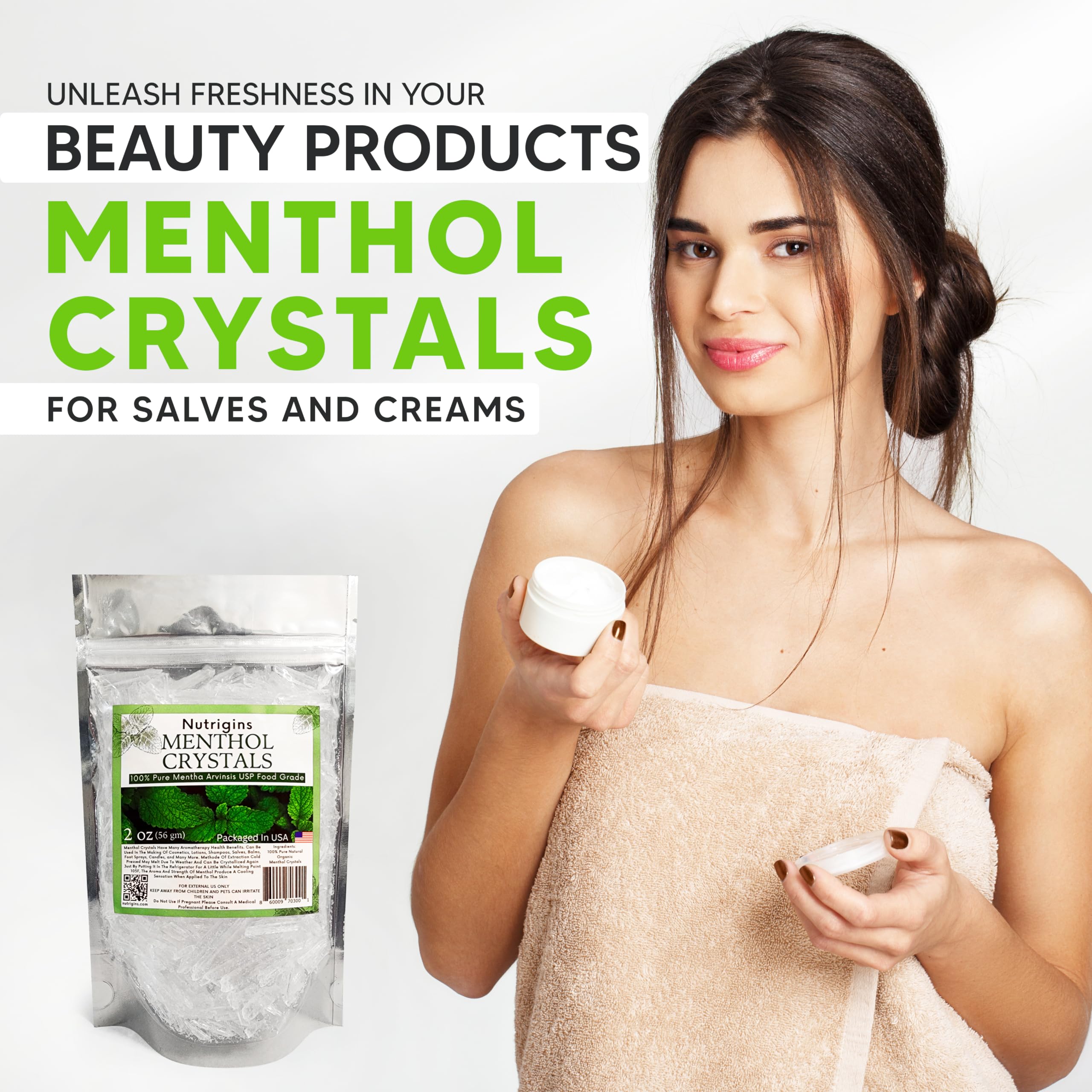 Nutrigins Menthol Crystals 2 oz – Pure Organic, 100% Natural