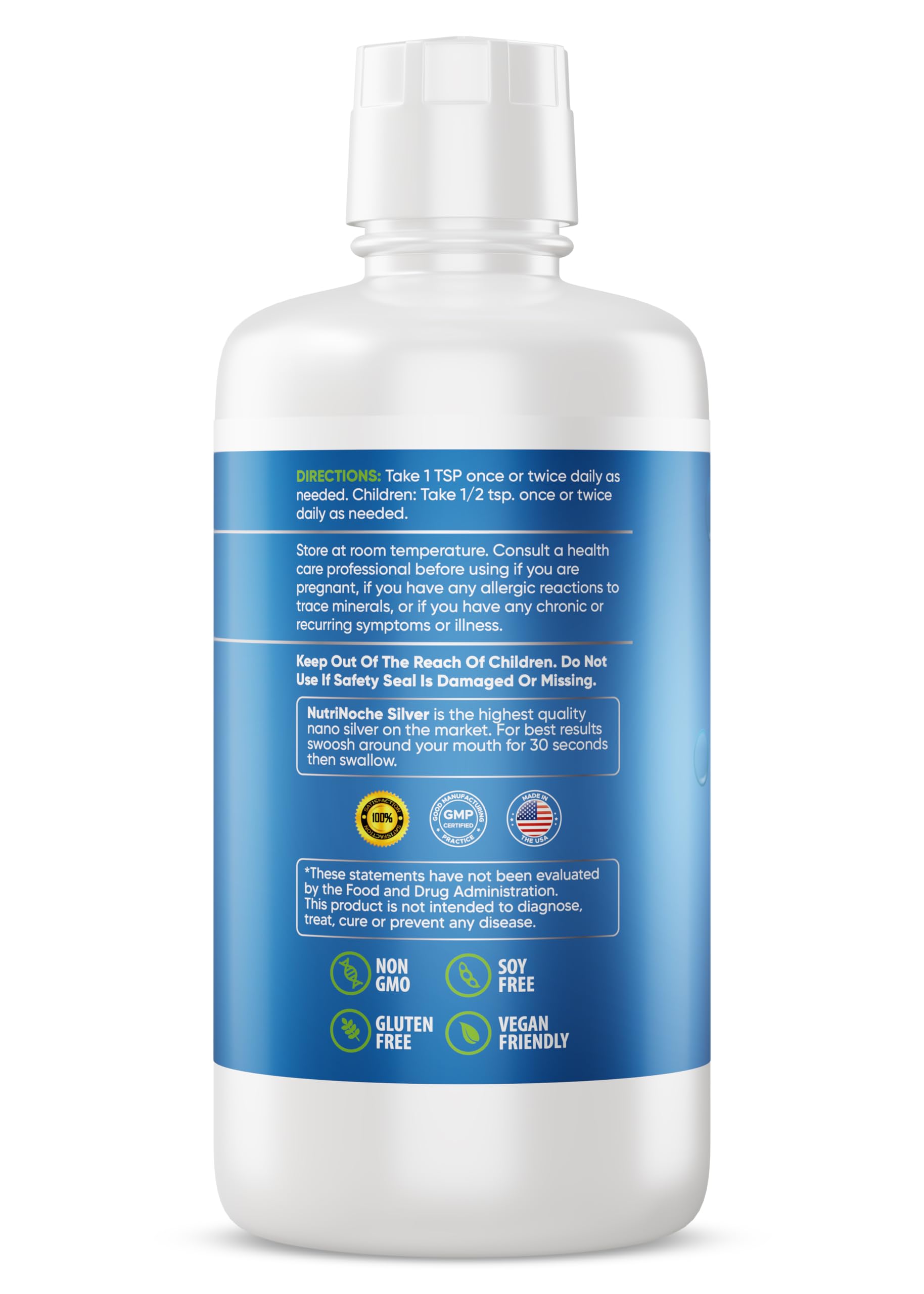 NutriNoche Colloidal Silver Mineral Liquid Supplement - 30 ppm, 32 oz - Colloidal Minerals