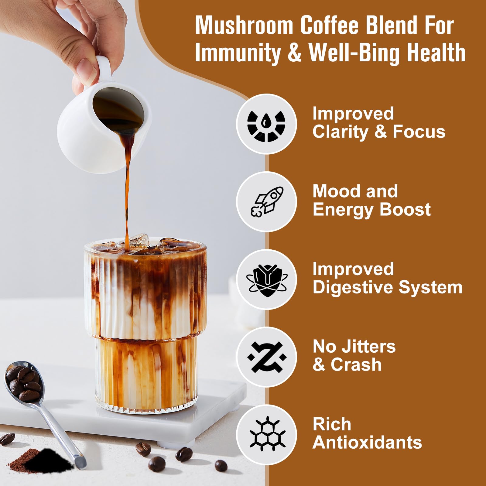 250g Mushroom Coffee - Lion's Mane, Reishi, Cordyceps & 10-Mushroom Power Blend | Low-Caffeine Brain Booster