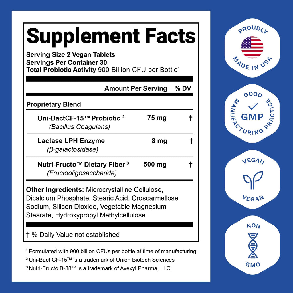 Nutrition Essentials Probiotics for Women & Men with Lactase Enzyme & Prebiotic Fiber – 3 Count of 60 Tablets