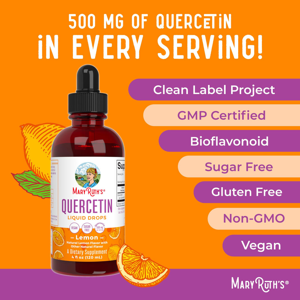 MaryRuth Organics Quercetin Liquid Drops – 500mg, Sugar Free, Vegan