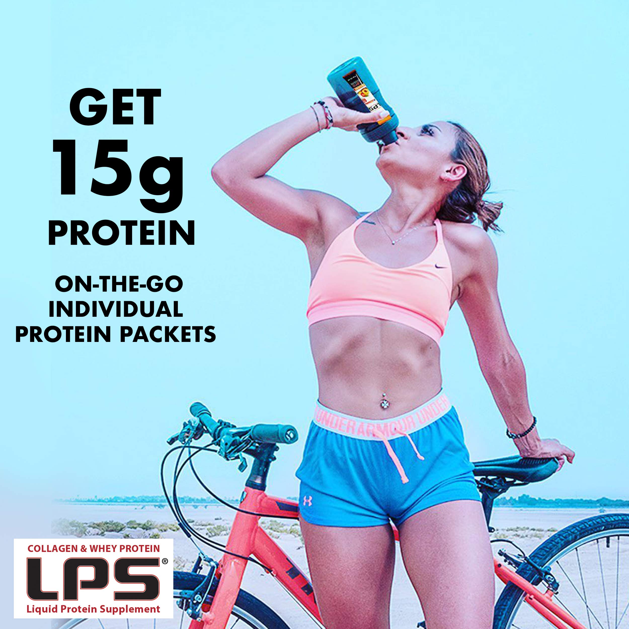 Nutritional Designs LPS Liquid Collagen & Whey Protein Supplement - Non-GMO, Sugar-Free, Grape, 100 Packets