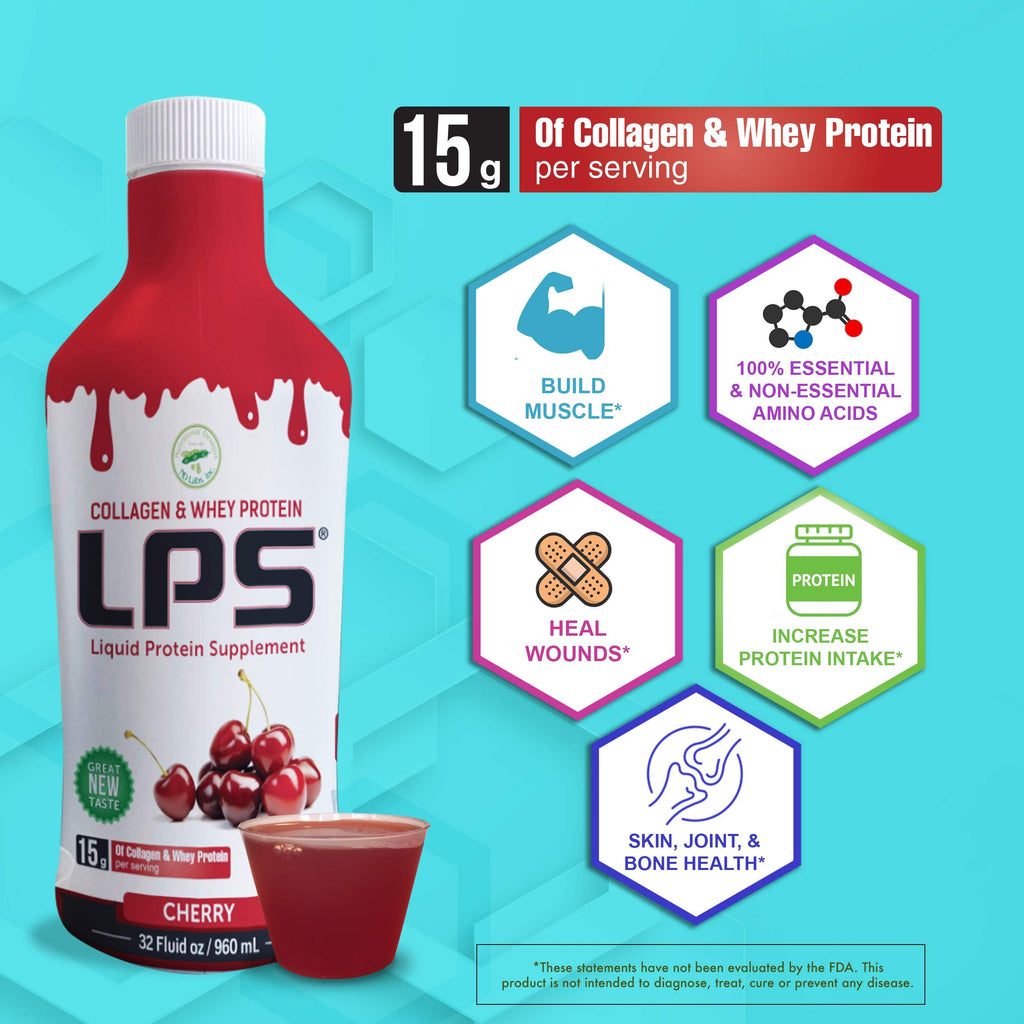 Nutritional Designs LPS Liquid Collagen & Whey Protein Supplement - Non-GMO, Sugar-Free, Grape, 100 Packets