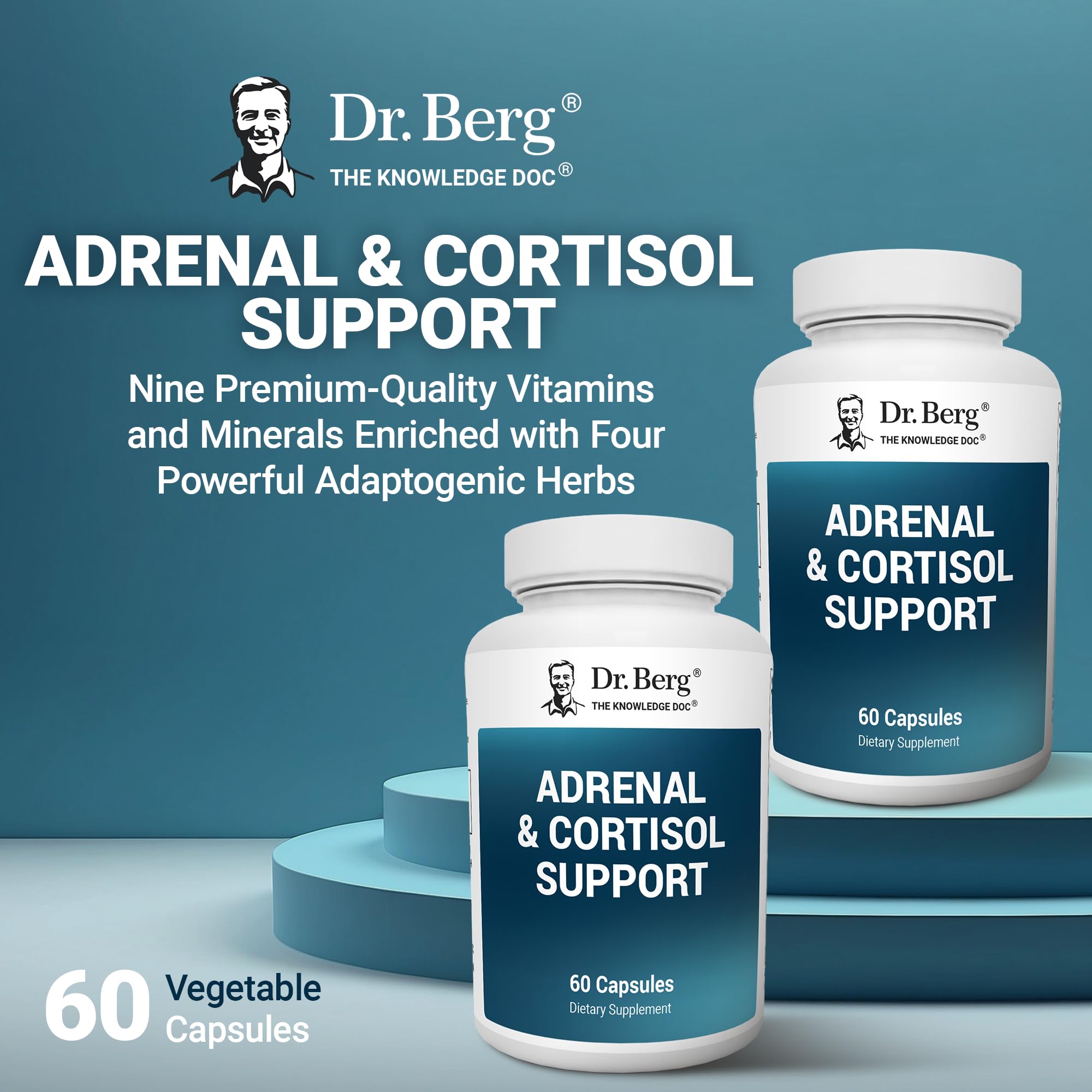 Dr. Berg Adrenal & Cortisol Capsules – Adrenal Support & Cortisol Manager (60 Capsules)