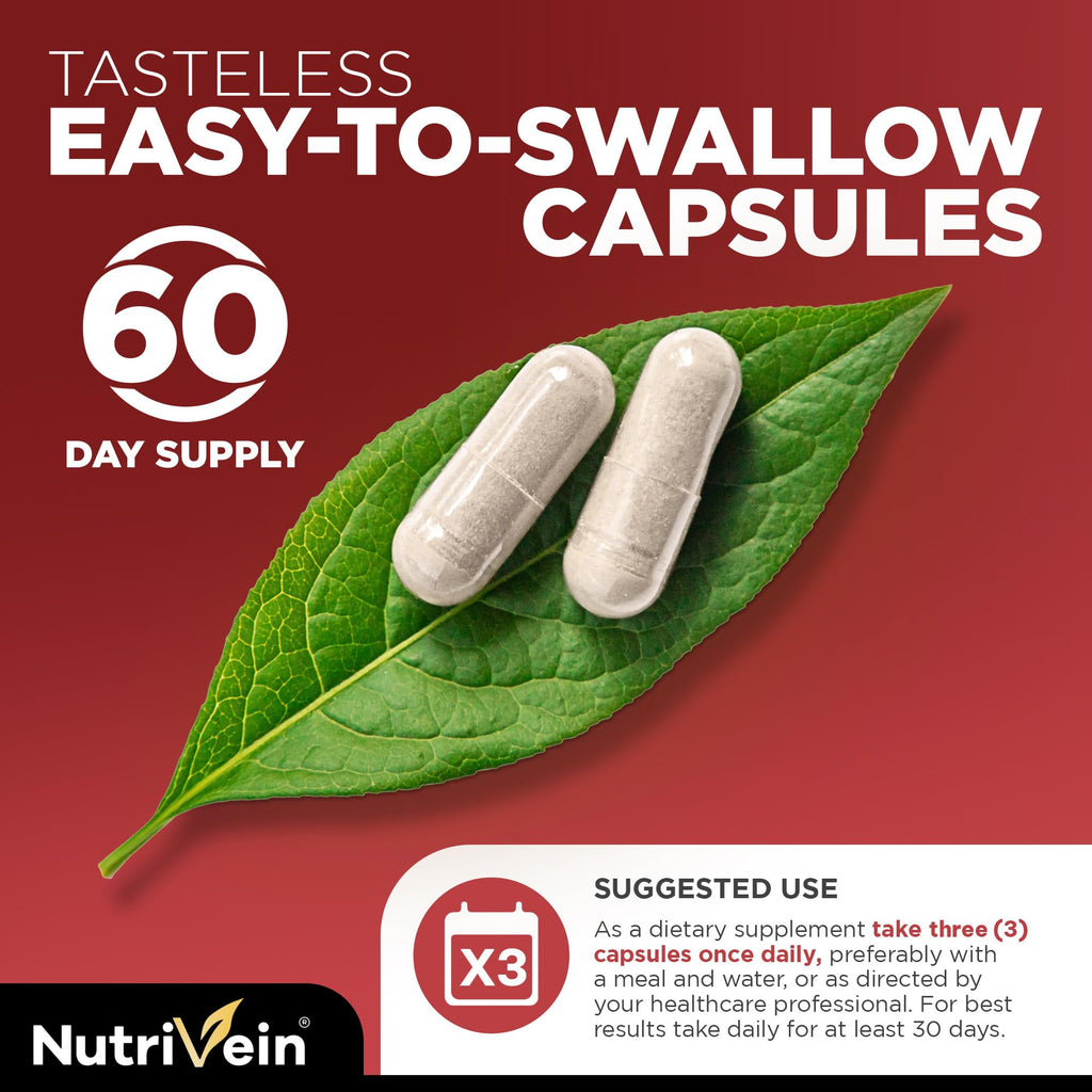 Nutrivein Korean Red Panax Ginseng 1600mg – Extra Strength Formula | 180 Capsules – Boost Energy, Focus & Immune Support