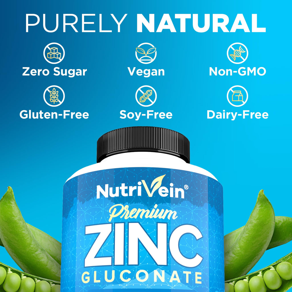 Nutrivein Zinc Gluconate 100mg (120 Caps) – High-Absorption Zinc for Wellness