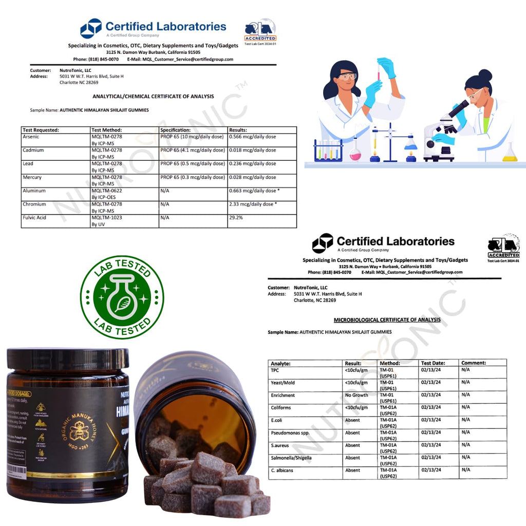 NutroTonic Himalayan Shilajit Gummies – Raspberry Vanilla, Manuka Honey MGO +263