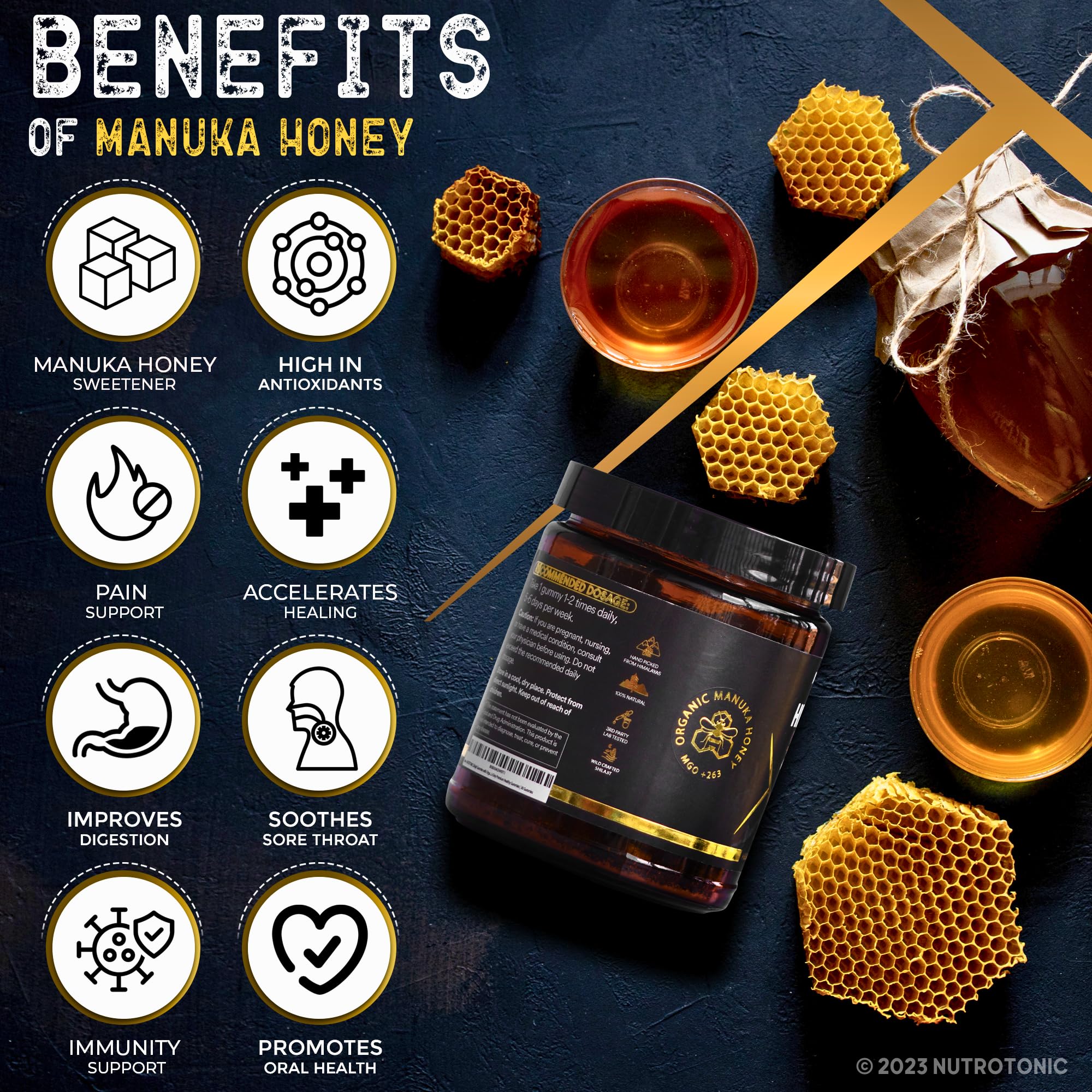 NutroTonic Organic Himalayan Shilajit Gummies – Pomegranate & Vanilla Flavor | Made in USA