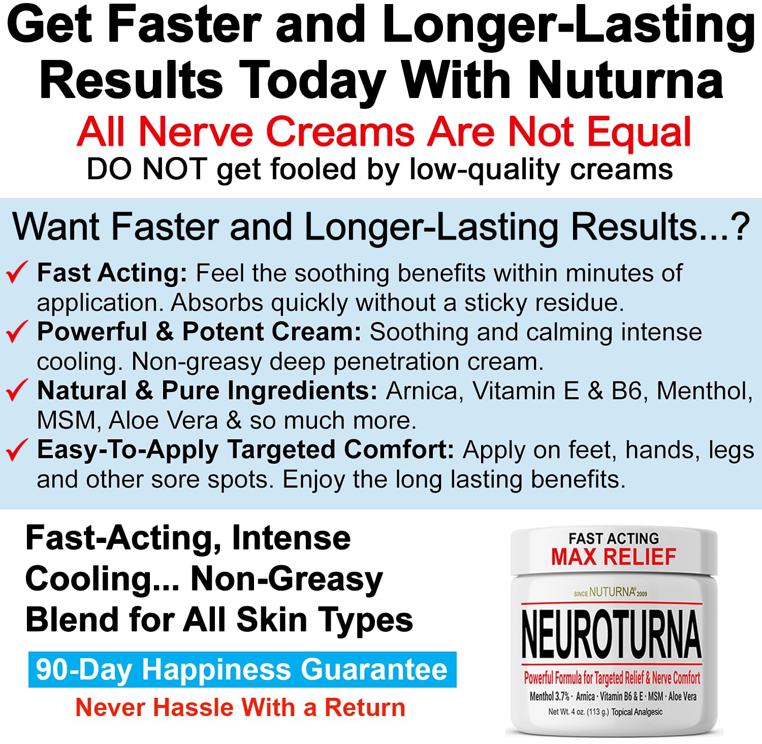 Nuturna Neuropathy Nerve Relief Cream – Fast-Acting, Paraben-Free, USA Made 4oz