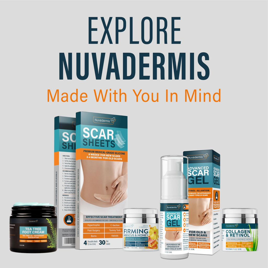 NUVADERMIS Advanced Scar Gel - Retinol & Vitamin E for Surgical Scars | C-Section, Tummy Tuck & Keloid Care
