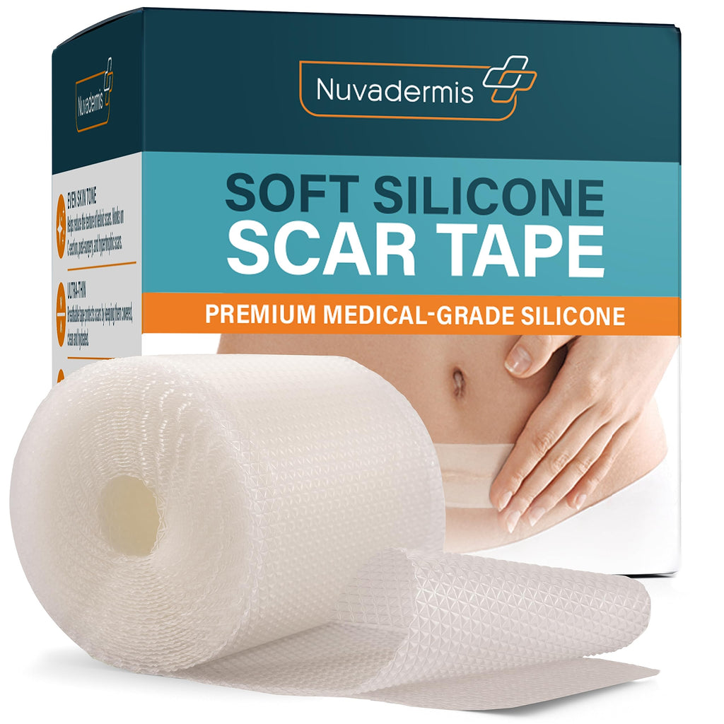 NUVADERMIS Clear Silicone Scar Tape Roll – 120in x 1.5in for C-Section, Tummy Tuck & Keloids