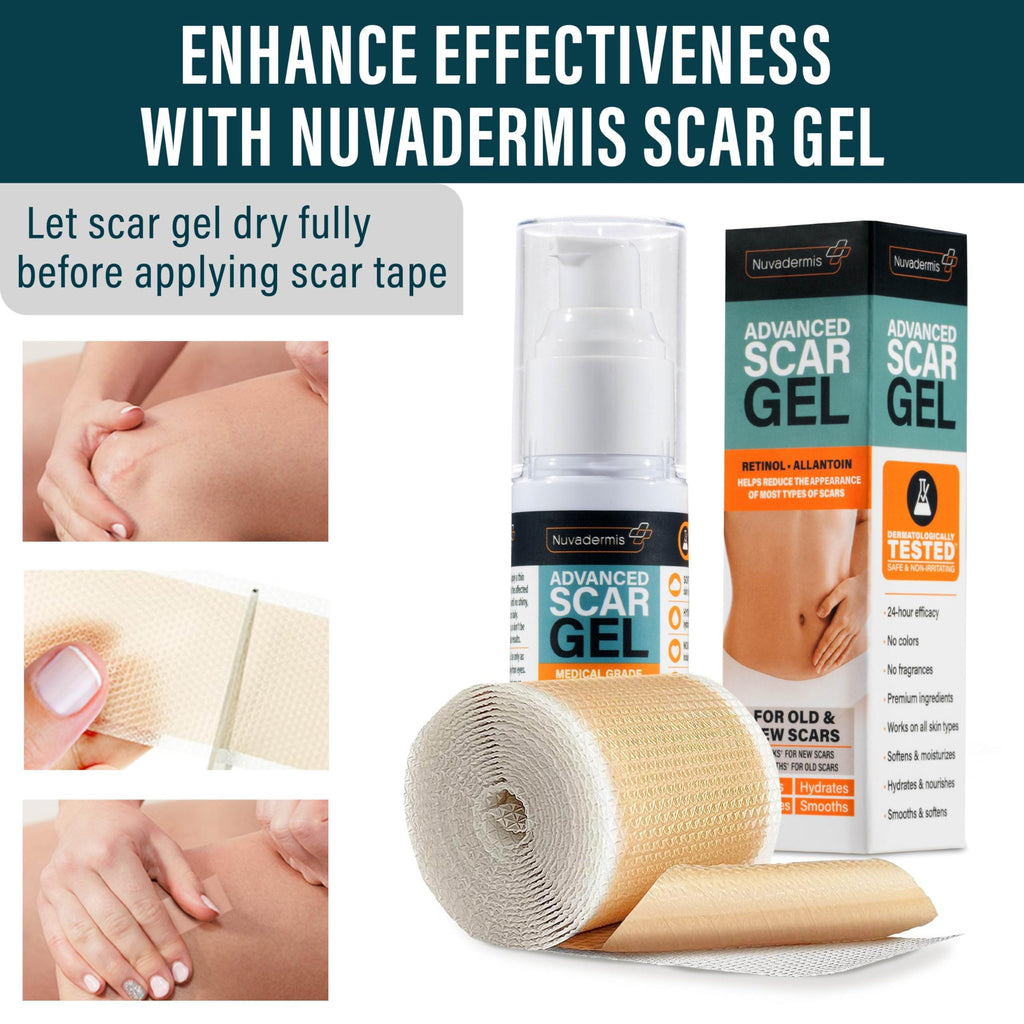 NUVADERMIS Silicone Scar Sheets - 120x1-5 Roll - Medical-Grade Scar Tape for Surgical Scars Wrinkles and Keloids