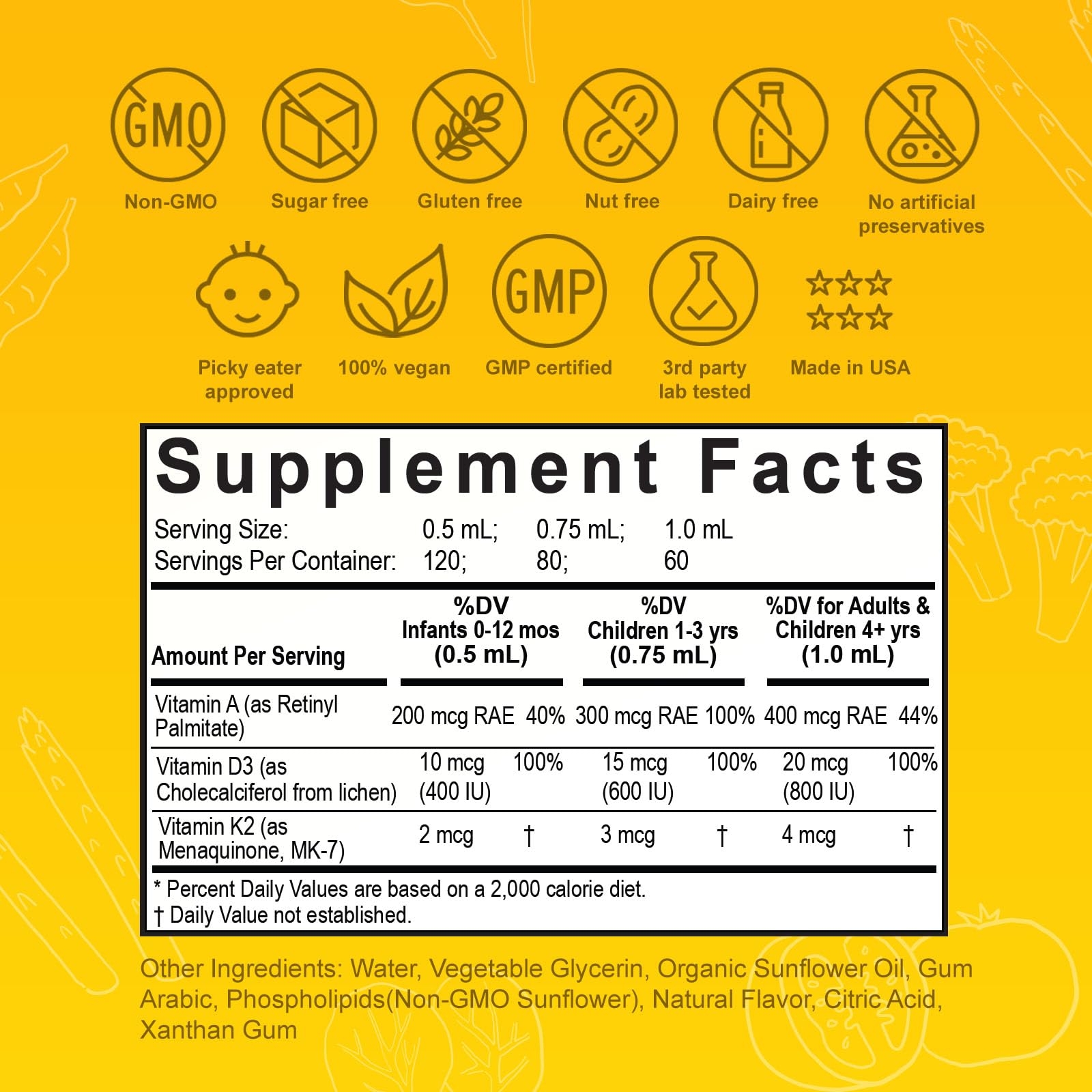 Nuvamin Liposomal Vitamin A & D3 Drops with K2 – Lemon Flavor | 800 IU/mL | 2 oz (60 ml) | For Babies, Toddlers, Kids & Adults
