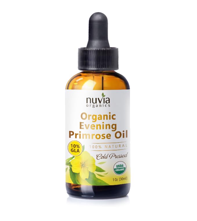 Nuvia Organics Evening Primrose Oil – USDA Certified Organic, 100% Pure, Cold-Pressed (1 oz)