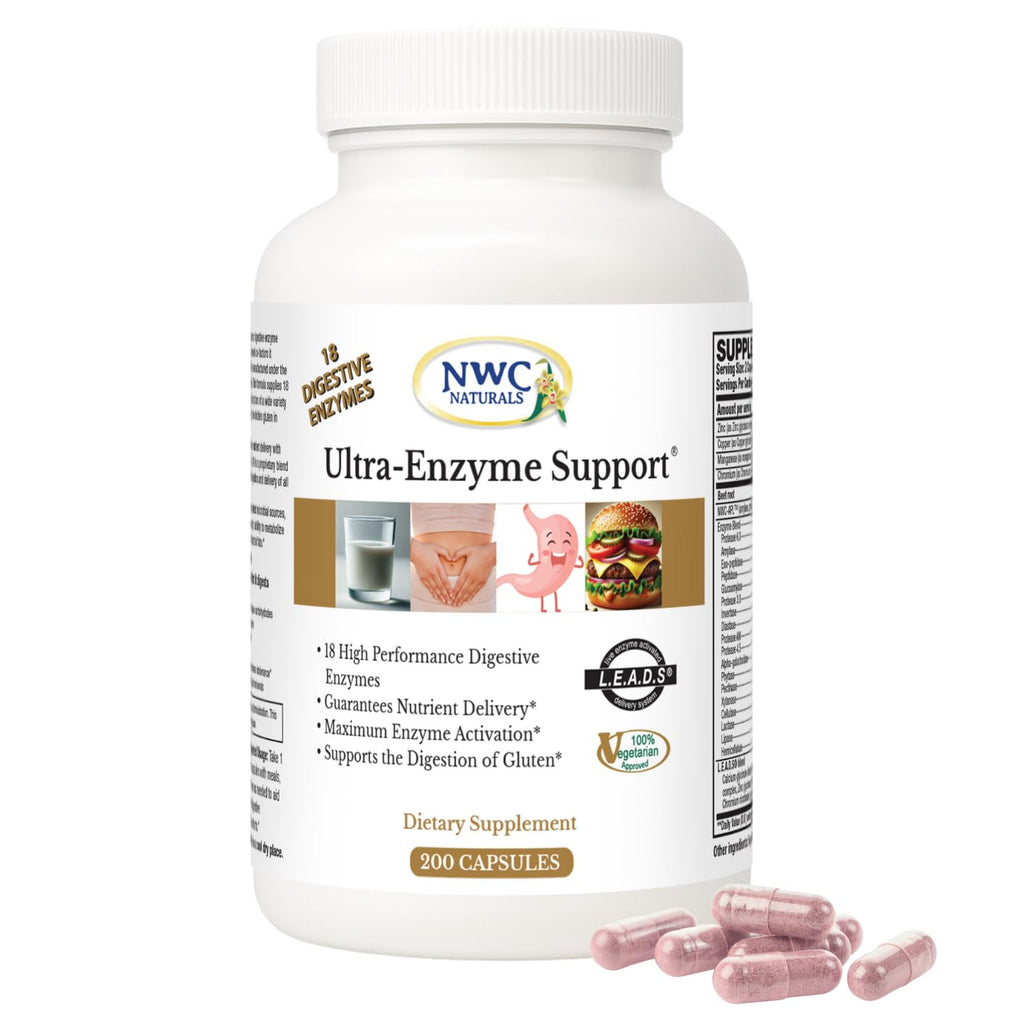 NWC Naturals Ultra-Enzyme Support – Digestive Health Supplement (200 Count)