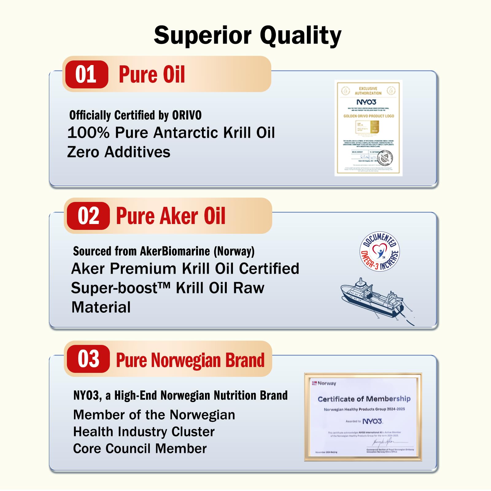 NYO3 Krill Oil 1000mg – EPA/DHA 270mg per Softgel | Antarctic Krill Oil with Astaxanthin