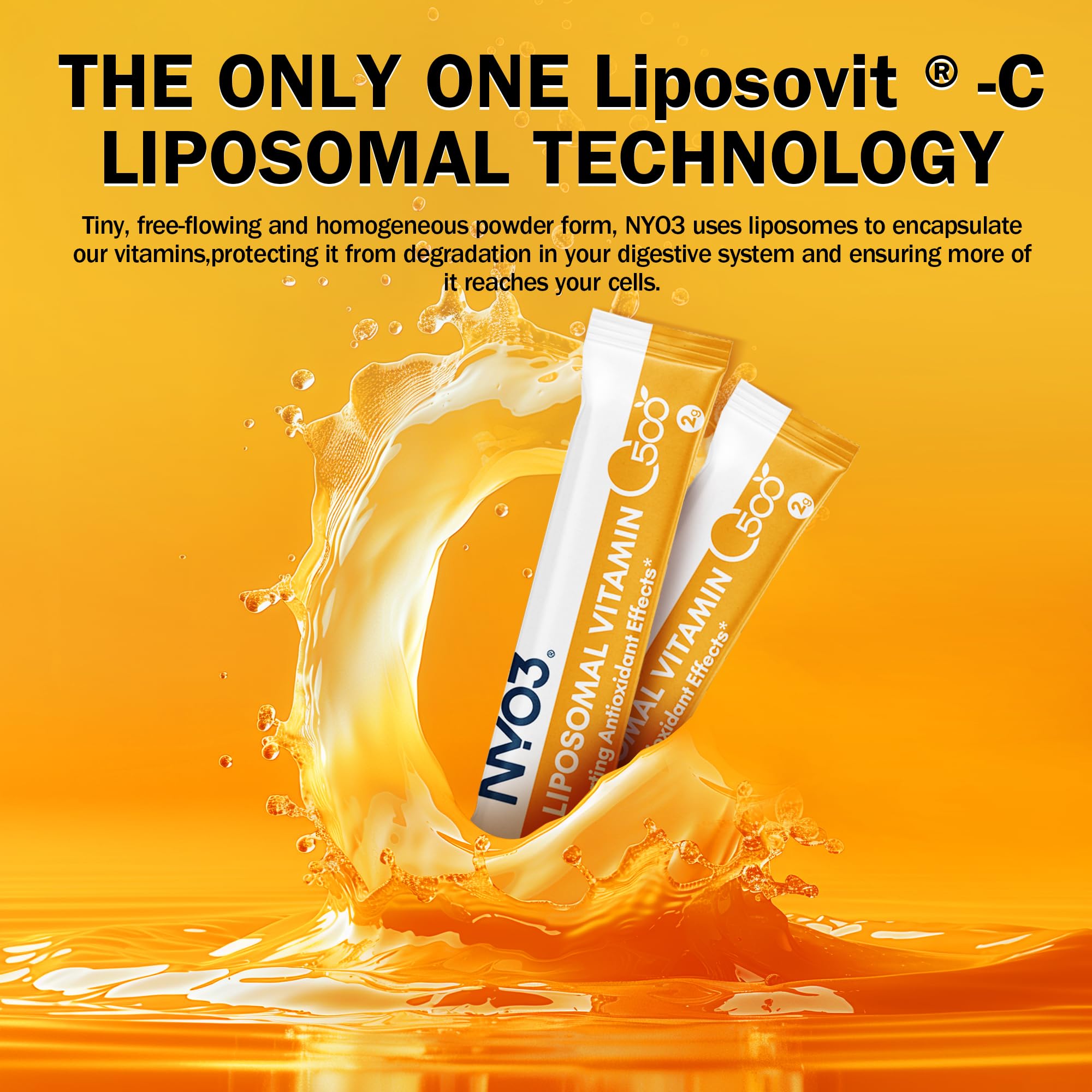 NYO3 Liposomal Vitamin C Powder – Immune Support & Skin Health, 500mg, Gluten-Free