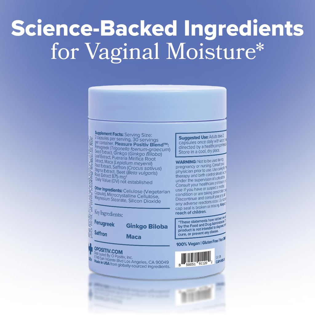 O Positiv MENO Vaginal Moisture Support Capsules – Hormone-Free, OBGYN-Formulated (3-Pack, 30 Servings)