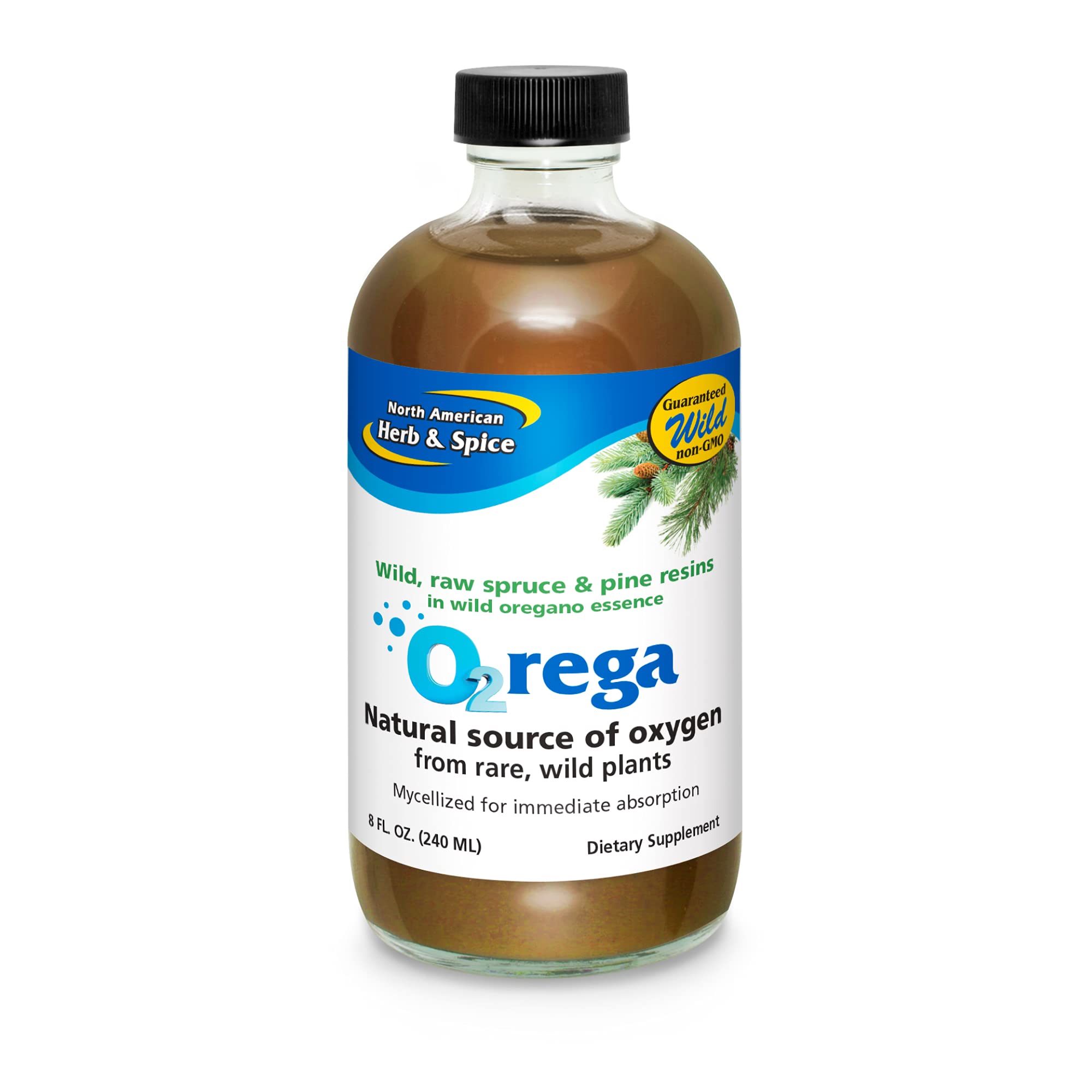 O2rega 8 oz – Natural Source of Oxygen | P73 Oregano, Spruce & Pine | Mycellized Absorption | Non-GMO | 16 Servings | North American Herb & Spice