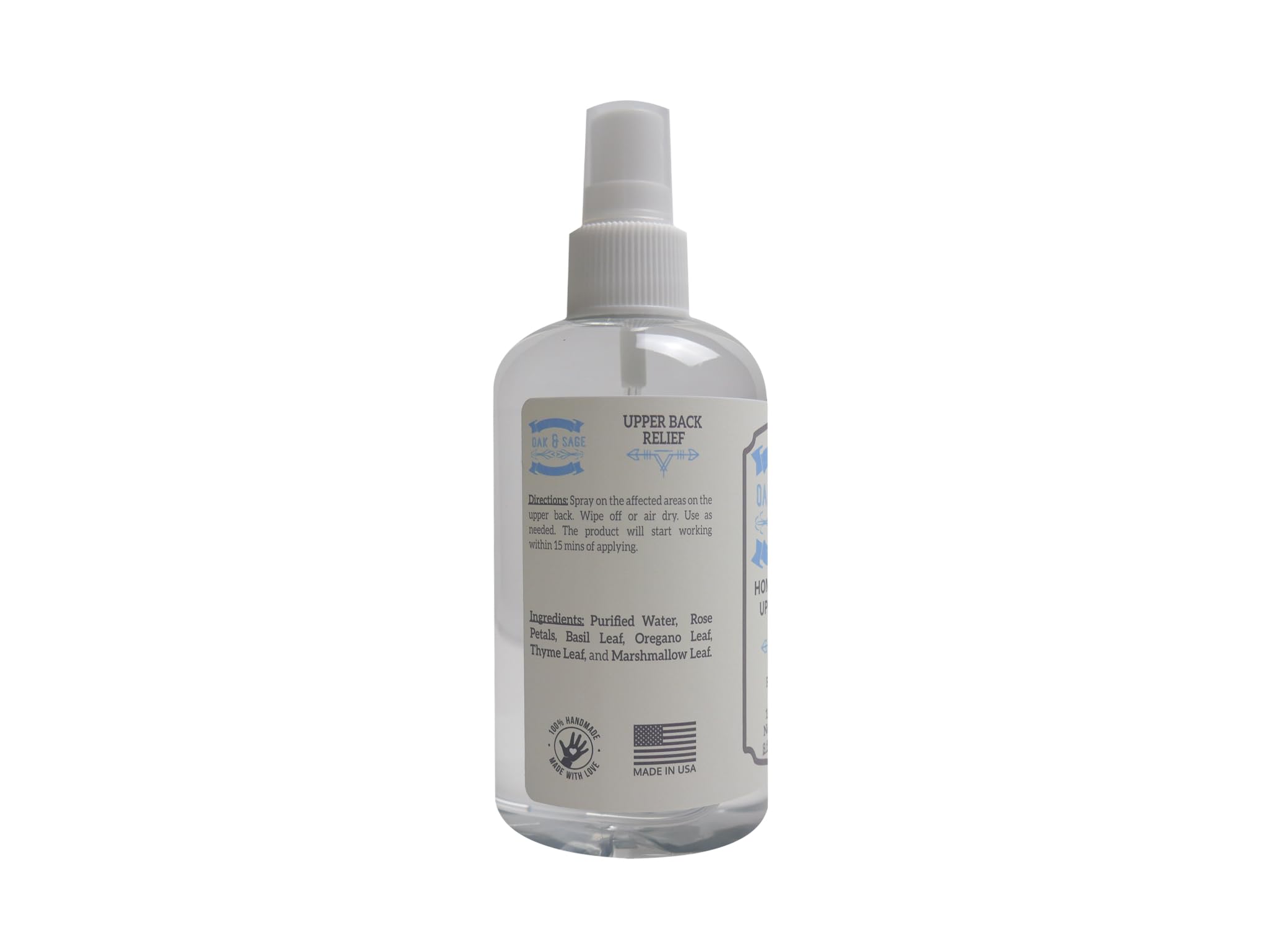 OAK & SAGE Homeopathic Upper Back Relief - Unscented, 8oz, 100% Herbs, No Alcohol, No Chemicals