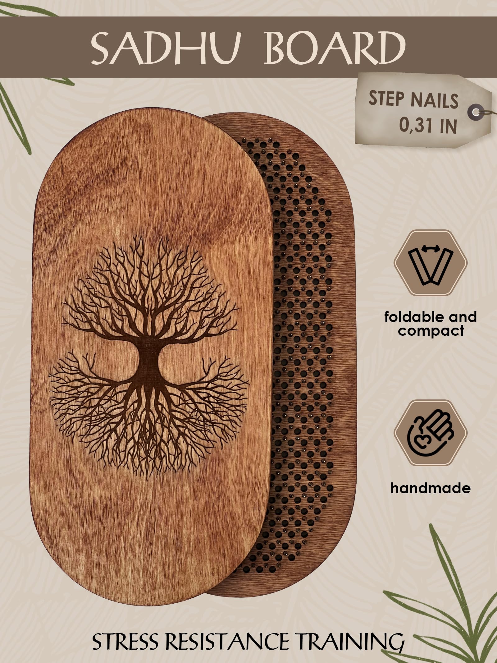 Wooden Yoga Board with Nails for Acupressure & Meditation | Sadhu Board