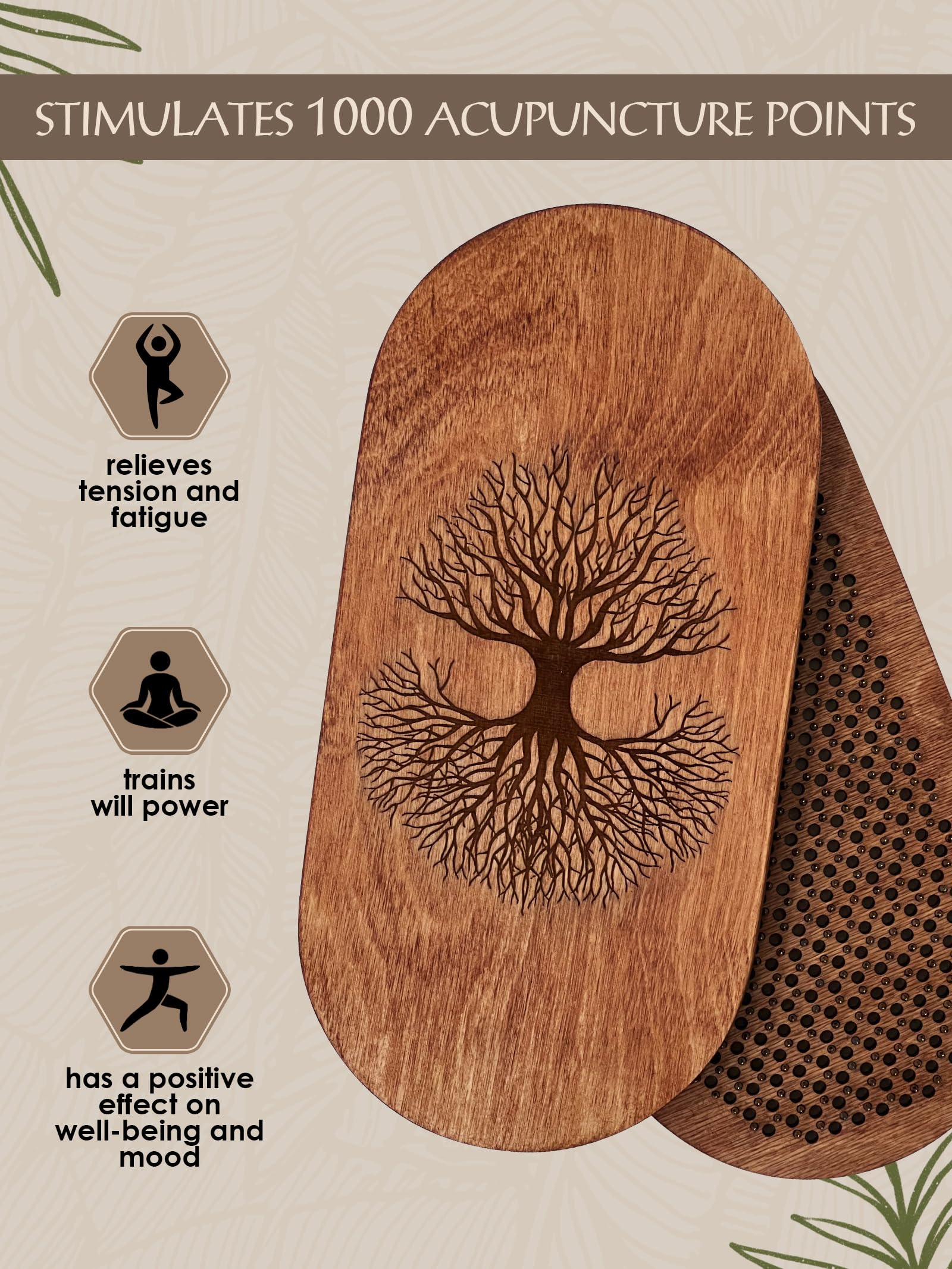 Wooden Yoga Board with Nails for Acupressure & Meditation | Sadhu Board