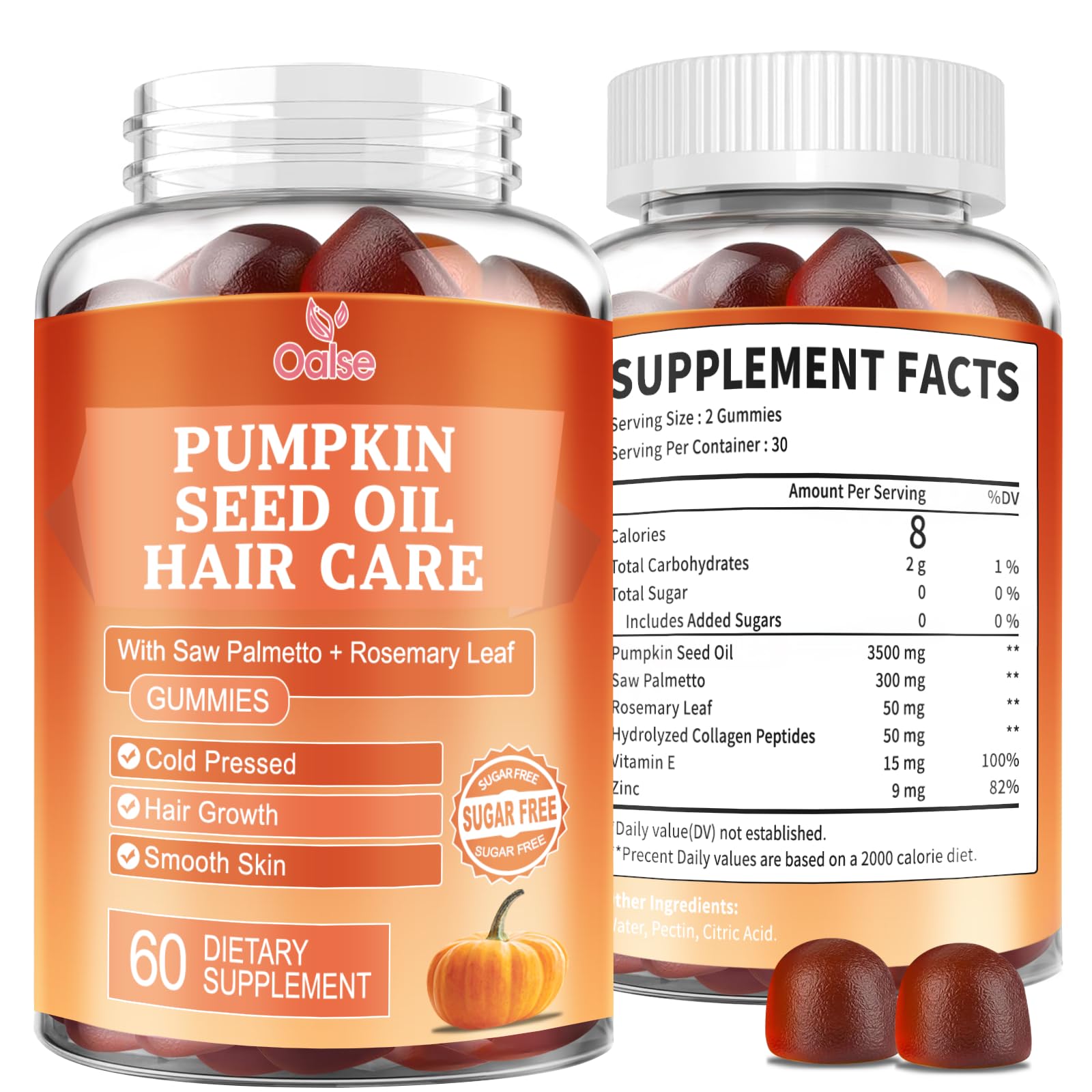 OALSE Pumpkin Seed Oil Gummies with Saw Palmetto – 3500mg per Serving, Vegan, 60 Count