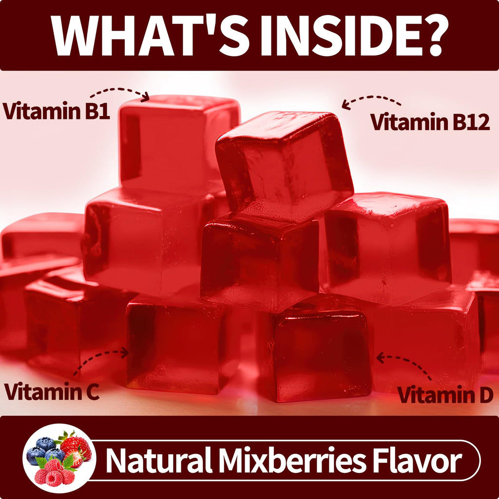 OALSE Thiamine Vitamin B1 Gummies - 500g, Vegan Sugar-Free Mixed Berry (60 Count)