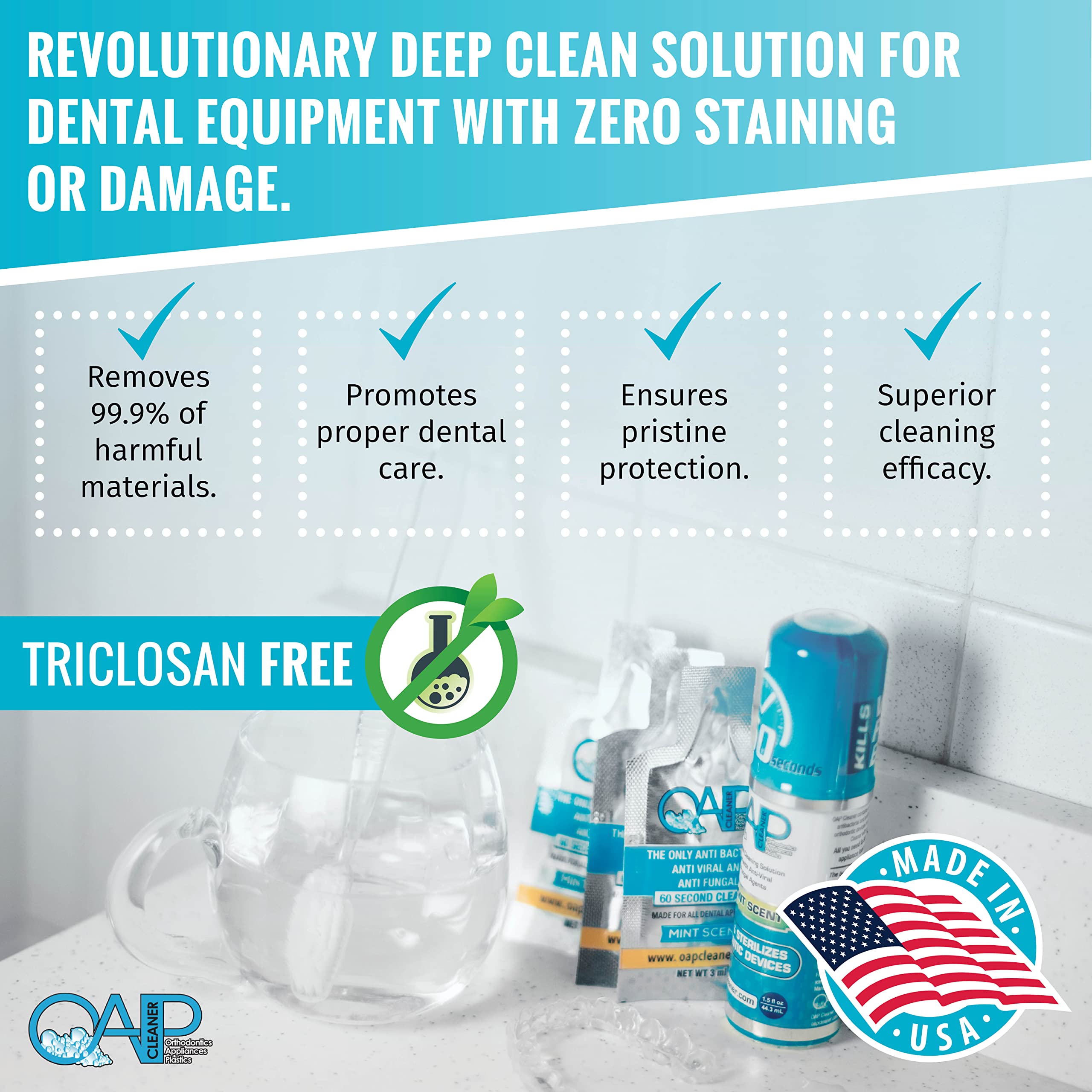 Orthodontic Cleaner by OAP Cleaner – 60-Second Foam Cleanser for Retainers, Dentures & Mouth Guards | 3 x 44.3 mL