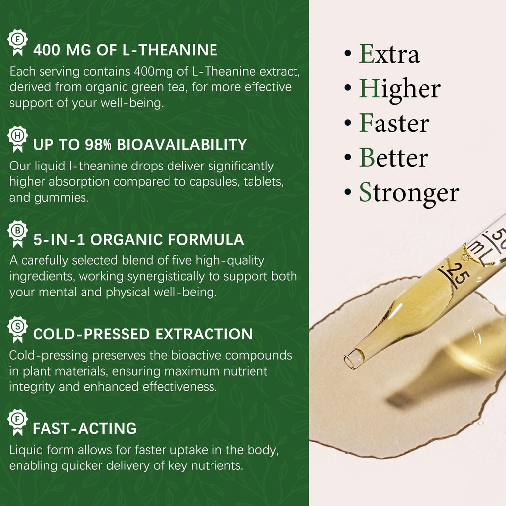 OASIS FORCE L Theanine 400mg Liquid Drops – Sleep, Focus & Relaxation (2 oz)
