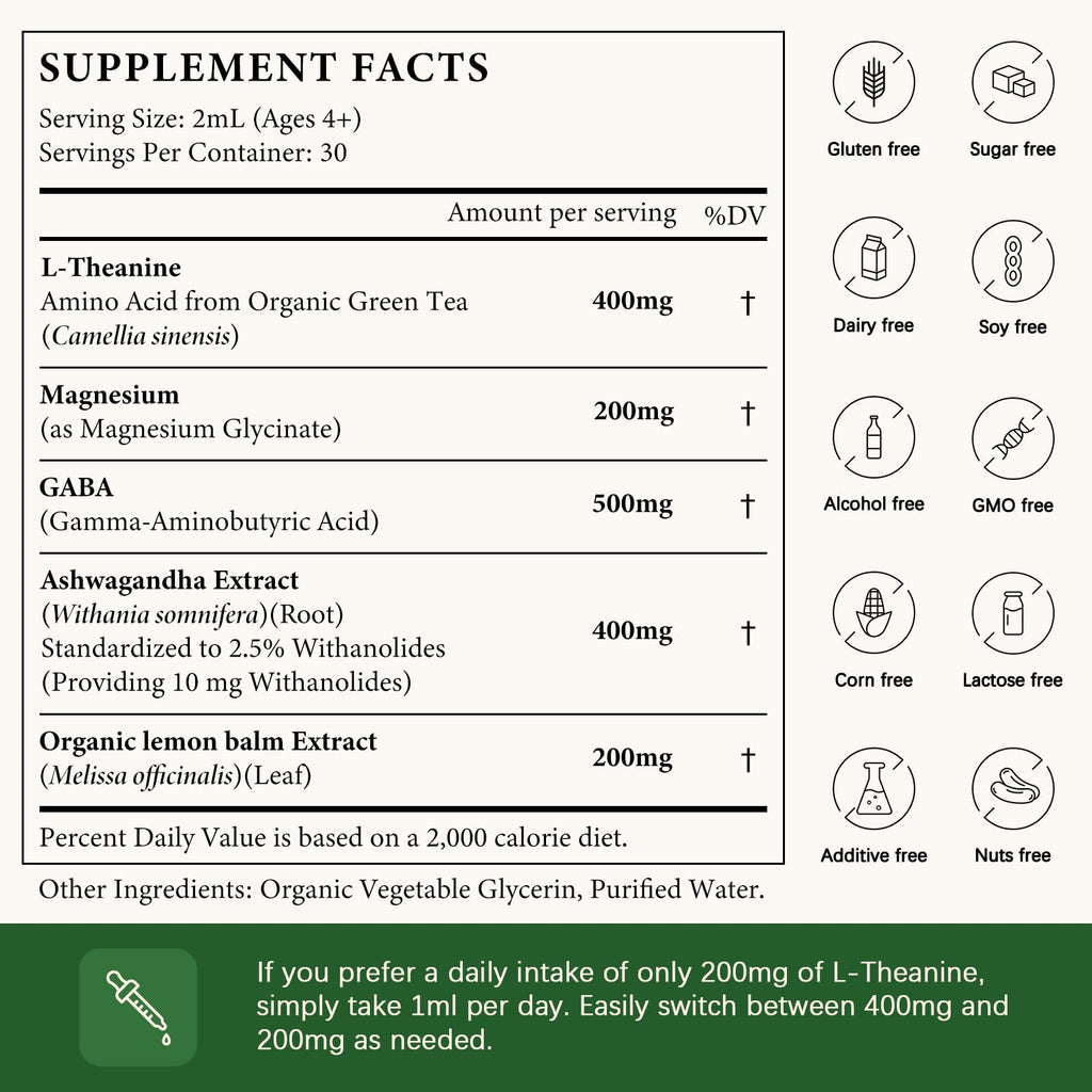 OASIS FORCE L Theanine 400mg Liquid Drops – Sleep, Focus & Relaxation (2 oz)
