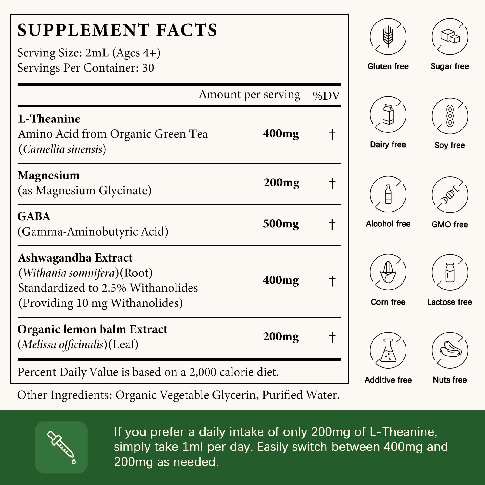 OASIS FORCE L Theanine 400mg Liquid Drops – Sleep, Focus & Relaxation (2 oz)