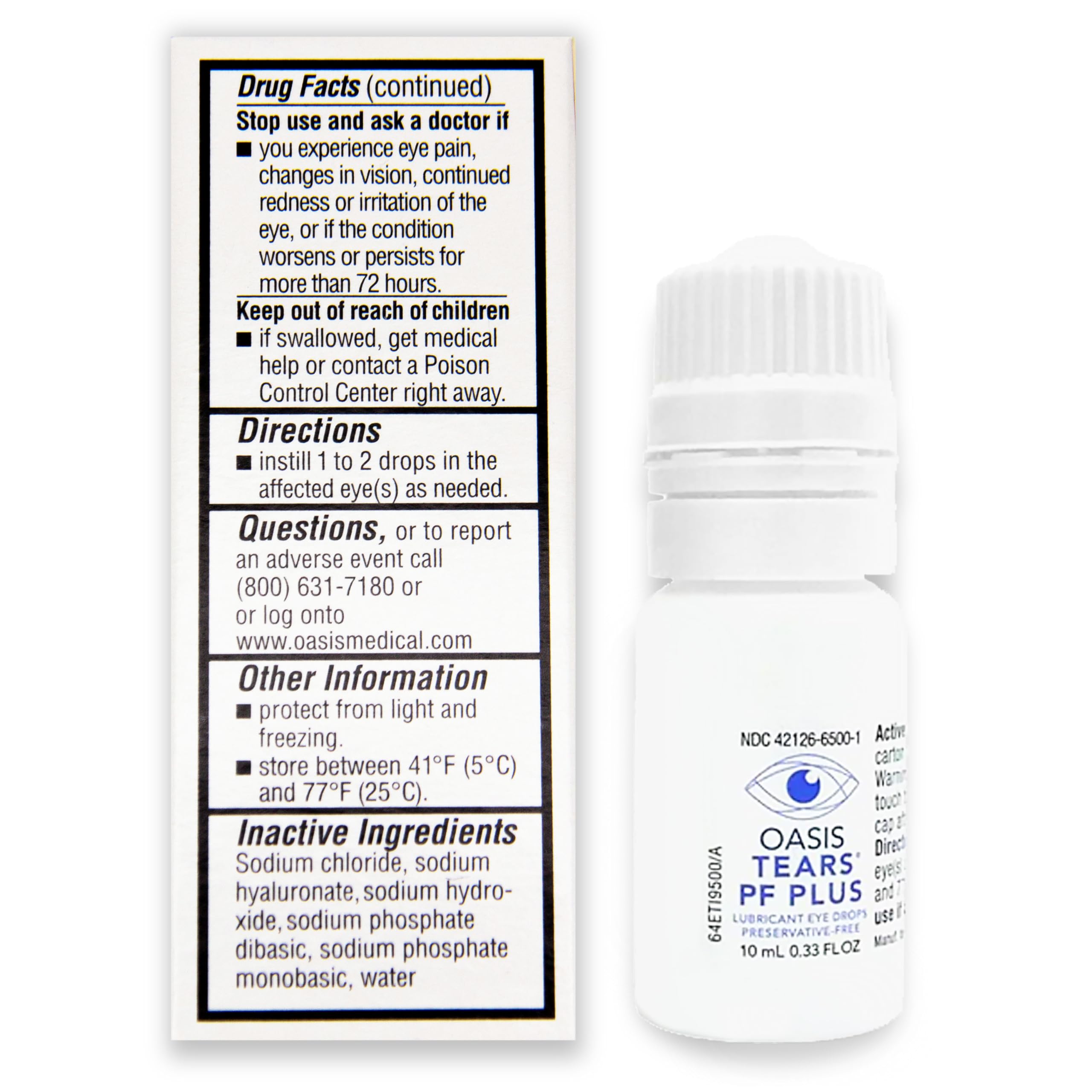 Oasis Tears OT6500 PF Plus Preservative-Free Lubricant Eye Drops – 0.34 fl oz