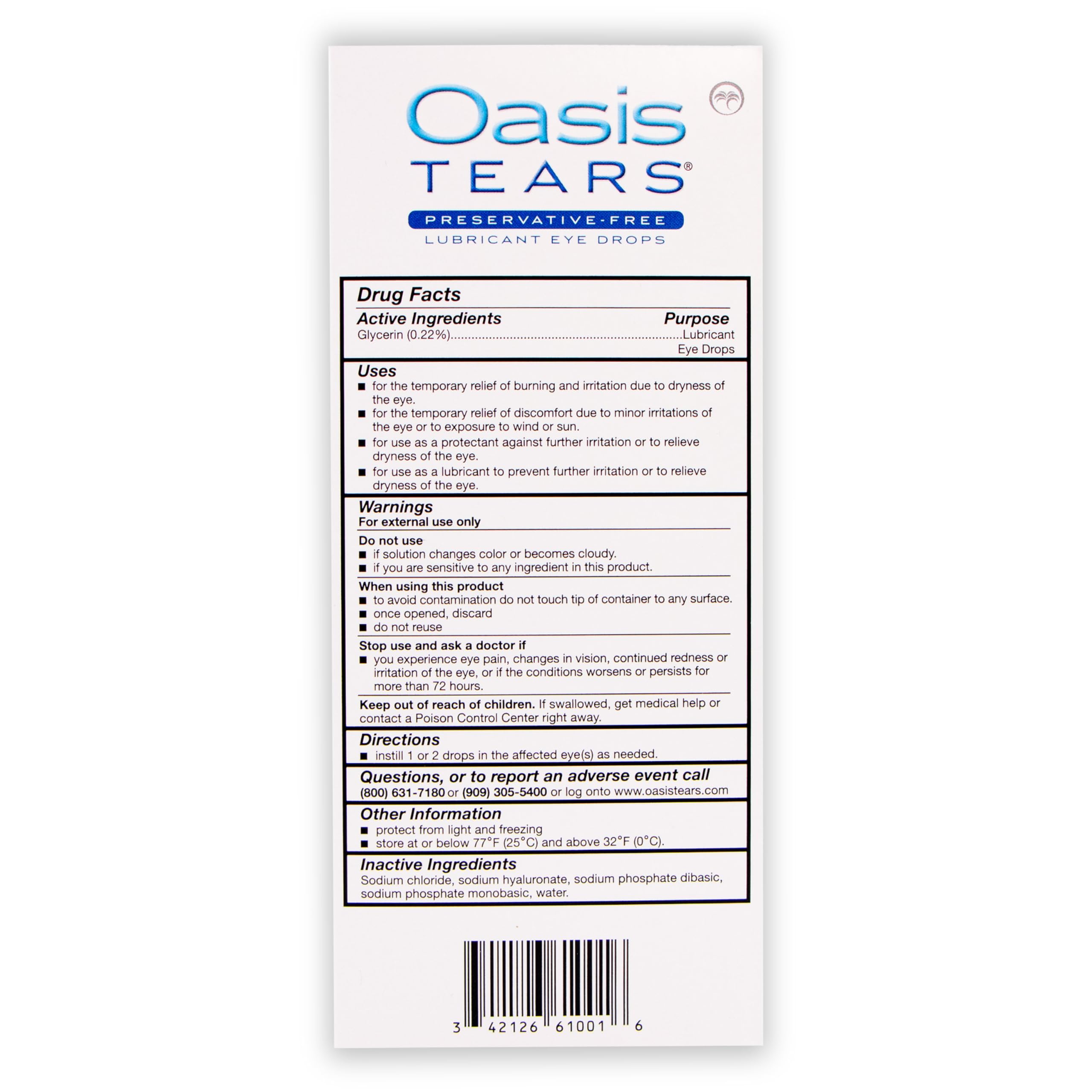 OT6100 Oasis TEARS Preservative-Free Eye Drops | 30 Single-Use Vials