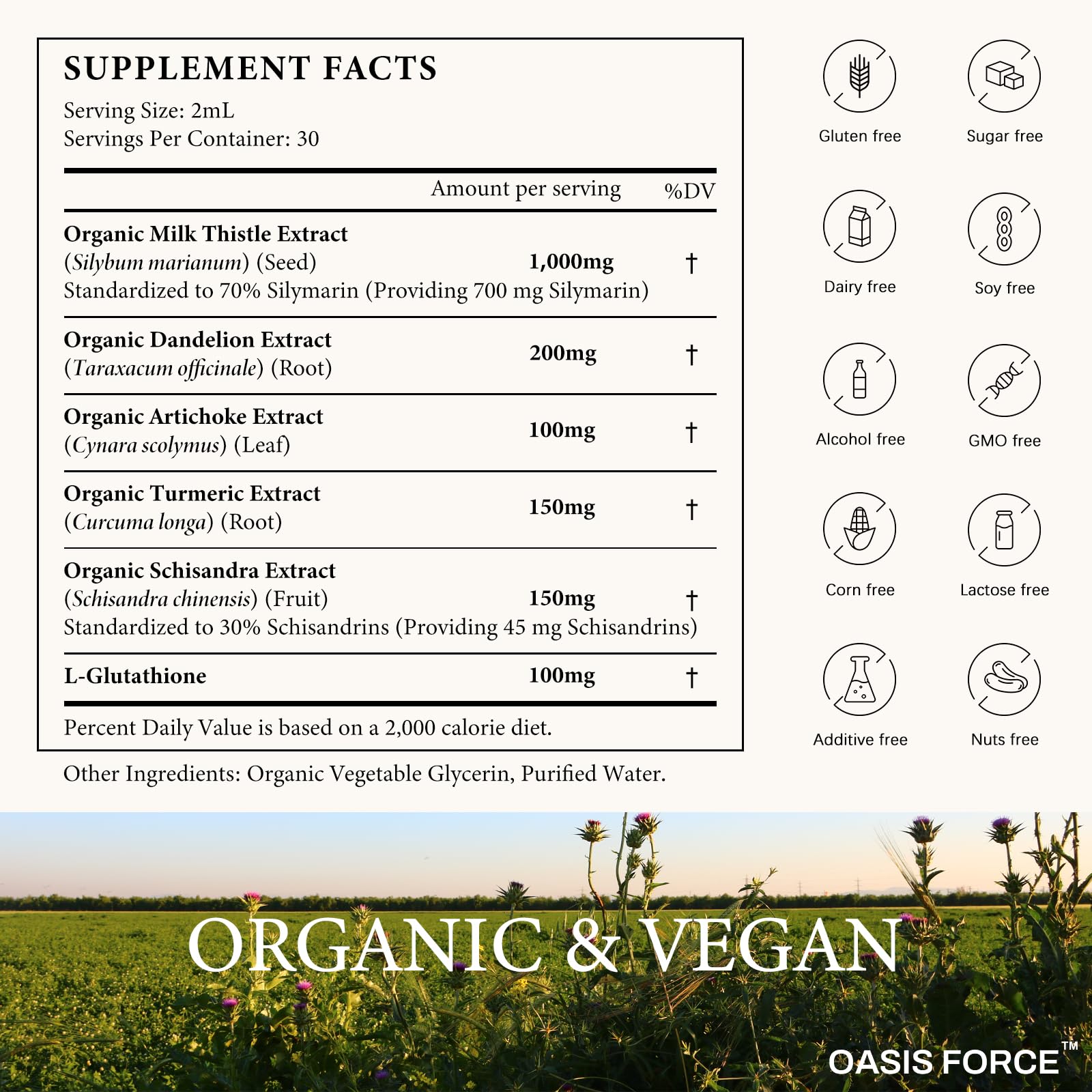 Oasisforce Organic Milk Thistle Liquid Drops for Liver Support – 2 fl oz