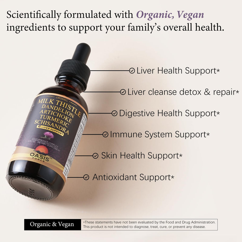 Oasisforce Organic Milk Thistle Liquid Drops for Liver Support – 2 fl oz