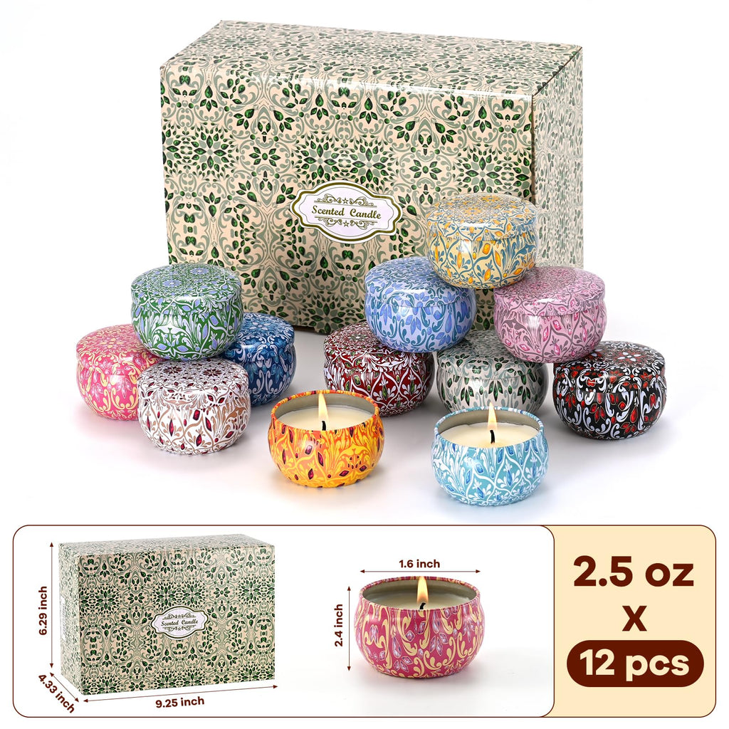 Obisesio 12-Pack Scented Soy Candles | Aromatherapy Gift