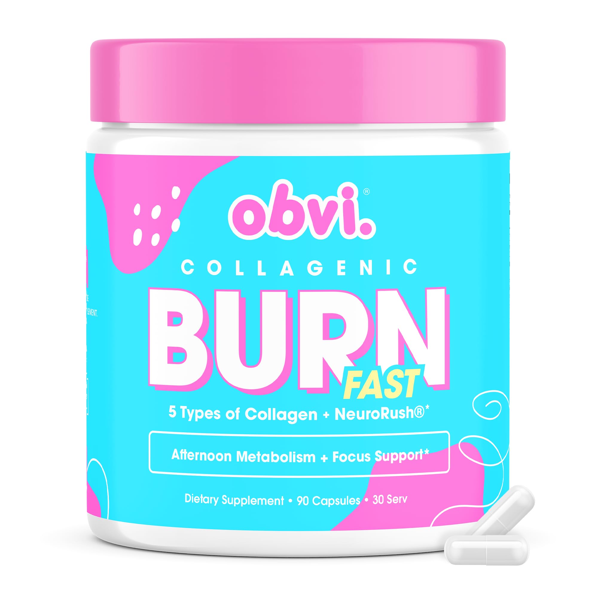 Obvi Multi Collagen Burn Fast | Hydrolyzed Collagen Peptides Types I, II, III, V, X | Keto & Gluten Free | 30 Servings