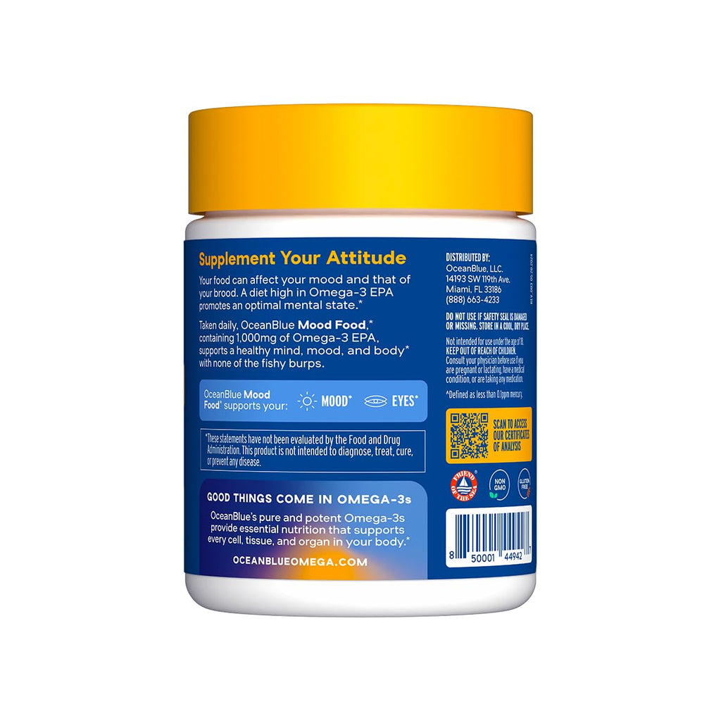 Oceanblue Essentials Mood Food Omega-3 | Triple Strength 1000mg EPA Burpless Mini Softgels