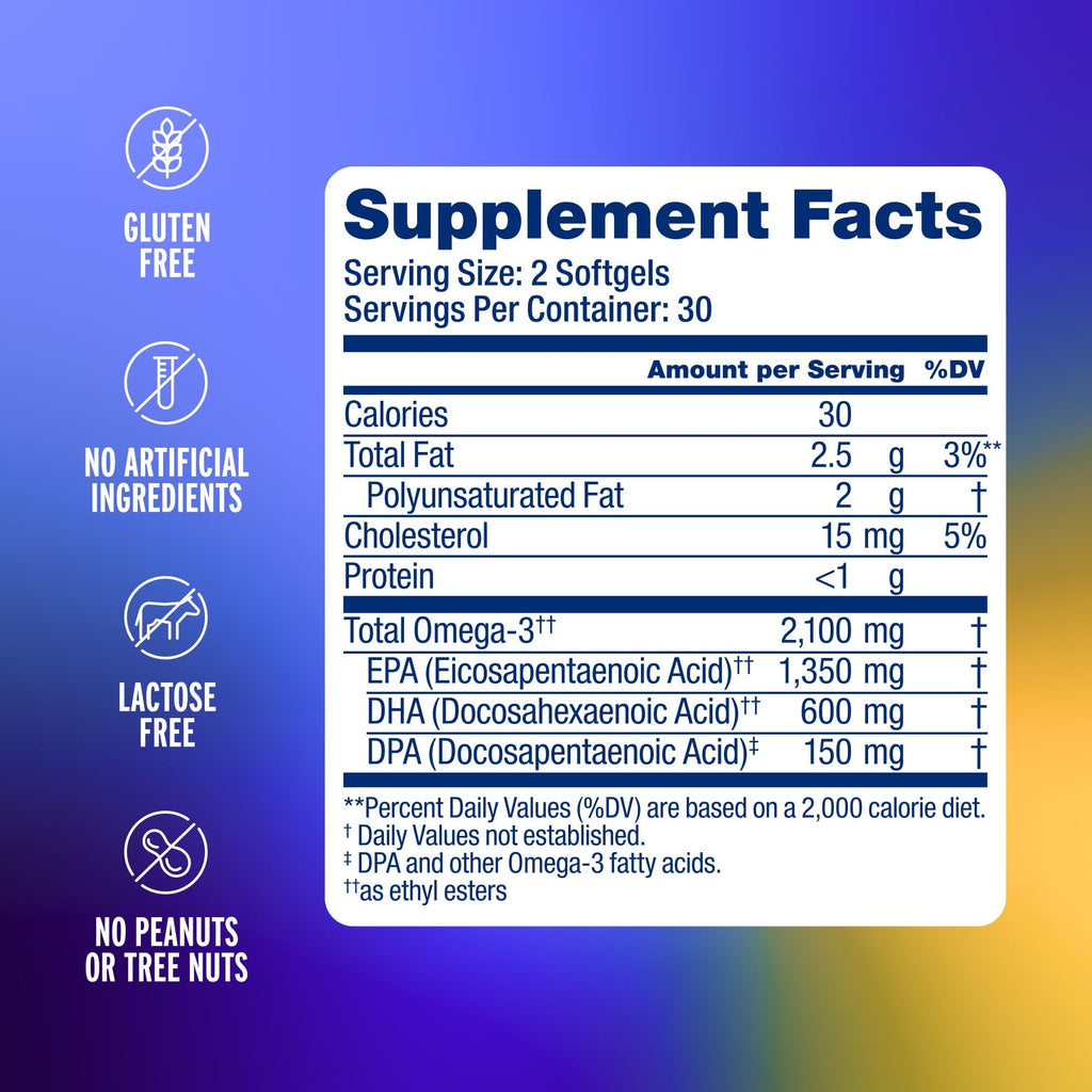 Oceanblue Professional Omega-3 2100-60 Count | High-Potency Triple-Strength Burpless Fish Oil (EPA, DHA, DPA) - Orange Flavor