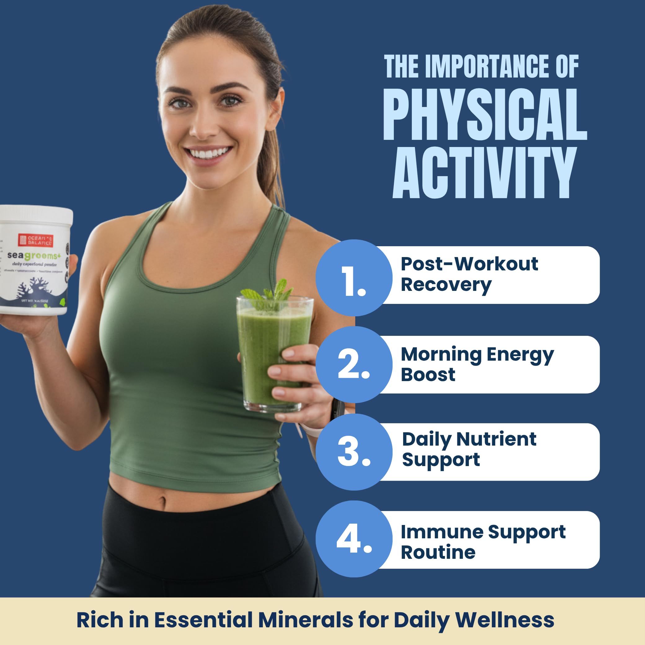 Ocean's Balance Seagreens+ Daily Superfood Powder - Organic Seaweed Greens