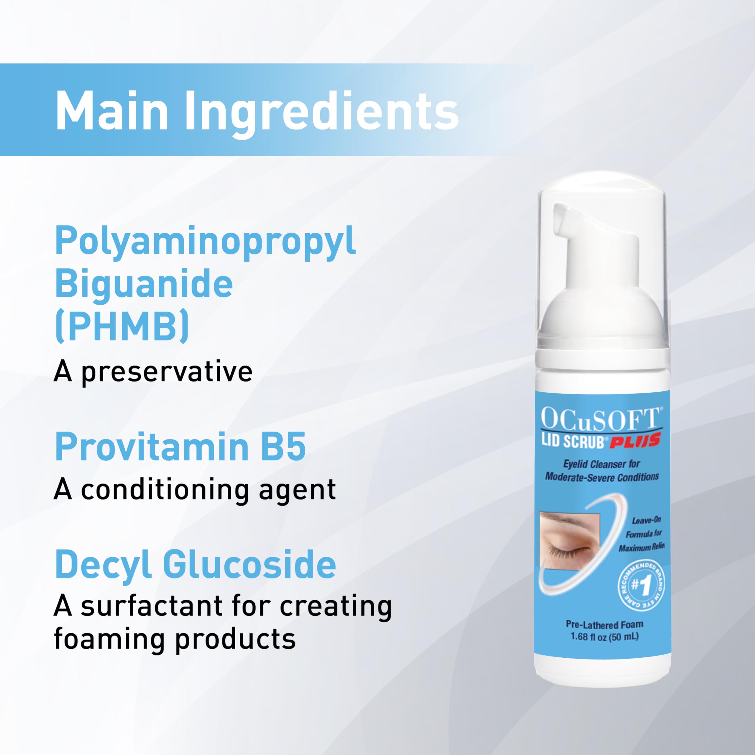 OCuSOFT Lid Scrub PLUS Foam – Instant Foaming Eyelid Cleanser for Moderate to Severe Eyelid Irritations | 1.68 fl oz
