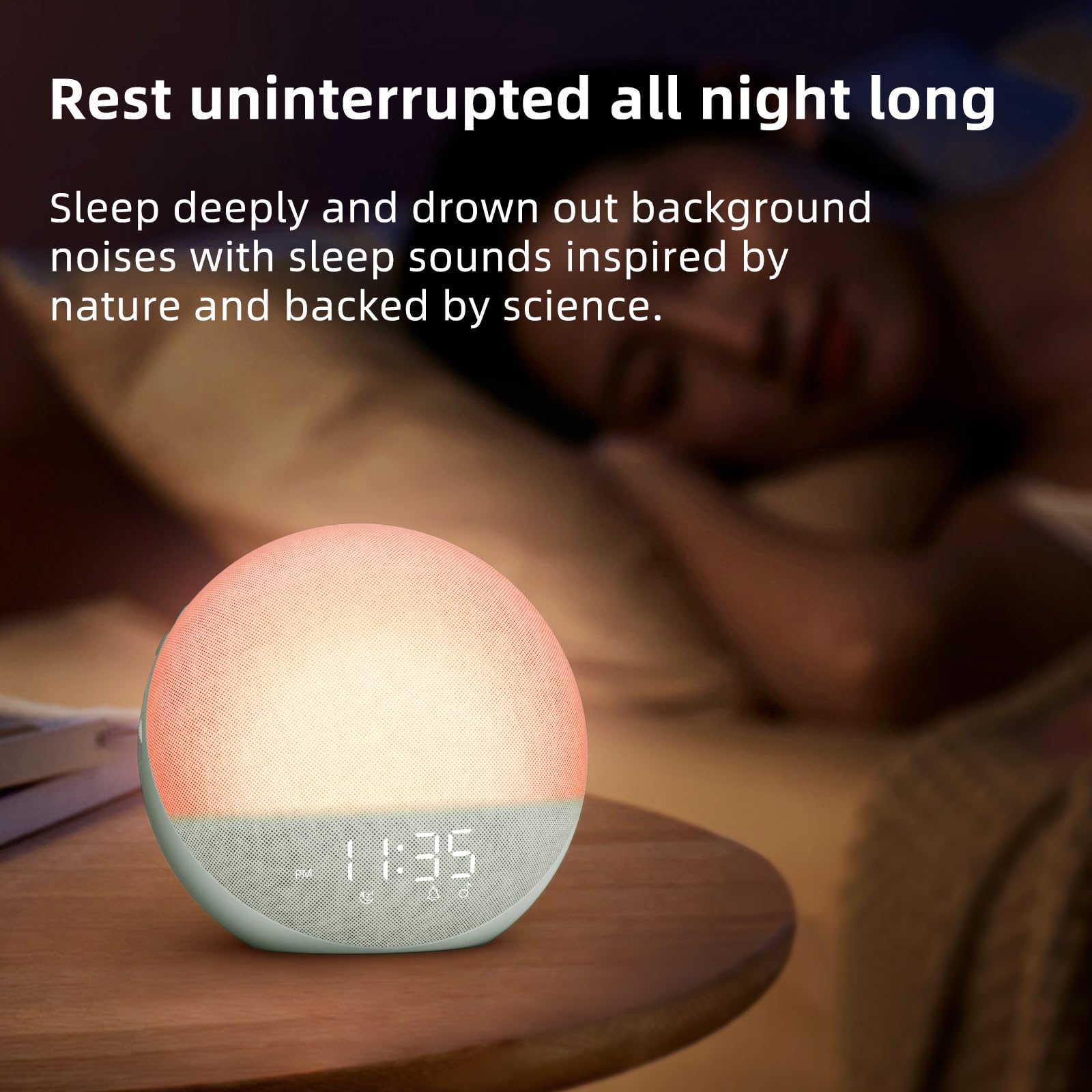 Odokee Sunrise Alarm Clock White Noise Machine – Sage Green | Natural Wake Light & Bluetooth Speaker