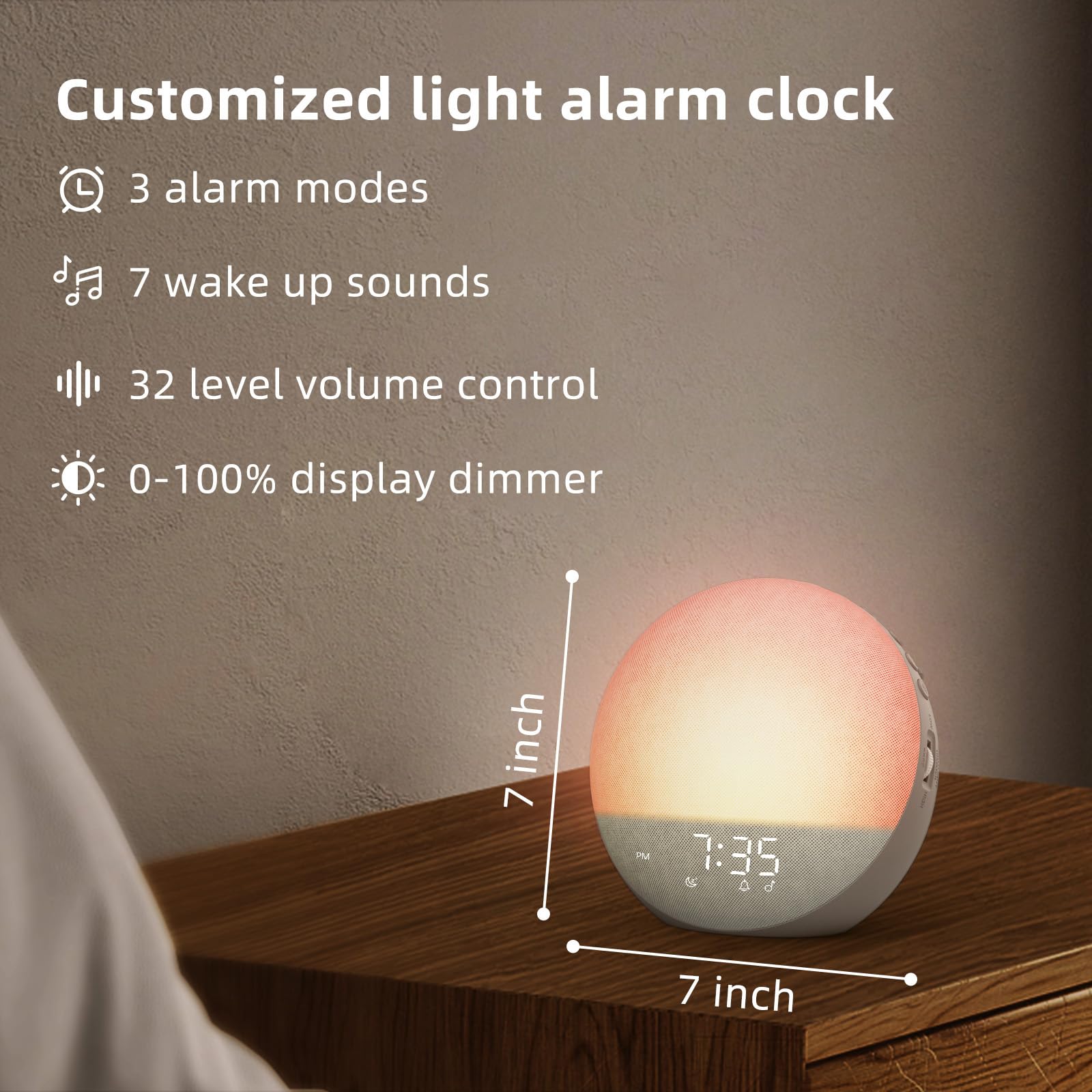 Odokee Sunrise Alarm Clock – Natural Wake Up Light, Bluetooth Speaker & 25 Sleep Sounds