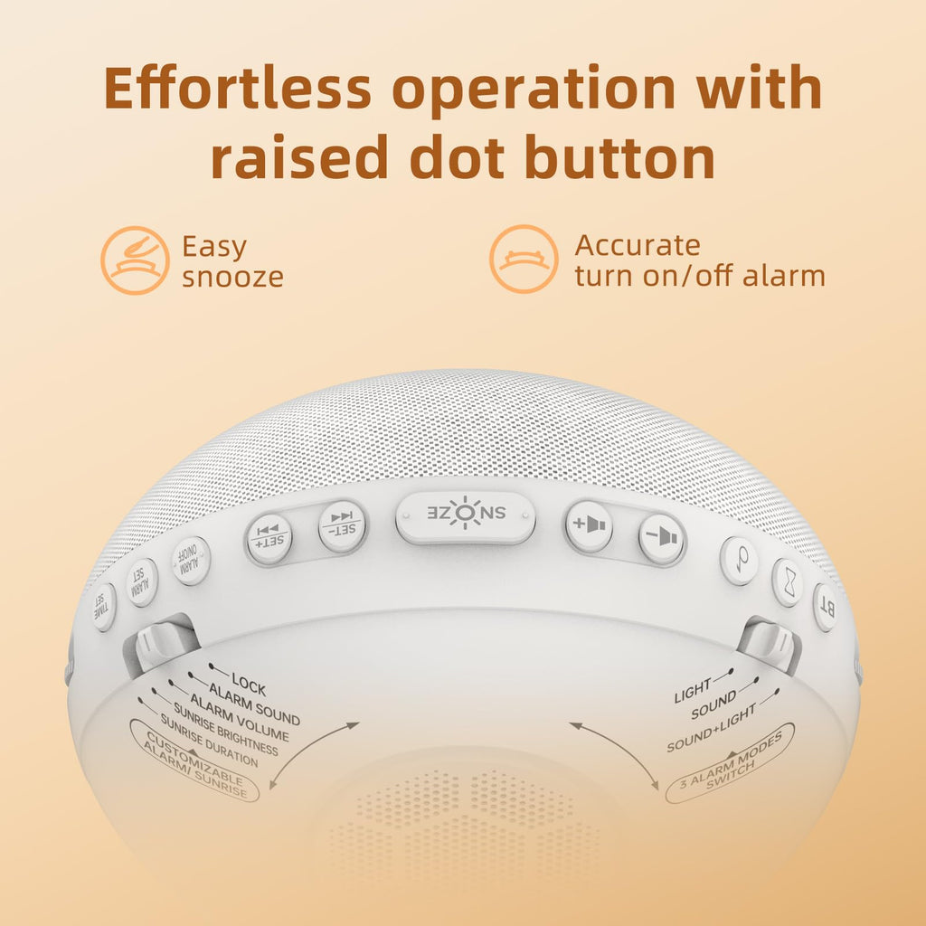 Odokee Sunrise Alarm Clock with White Noise Machine – Natural Wake Up Light, Bluetooth Speaker, 25 Sleep Sounds (Frost White)